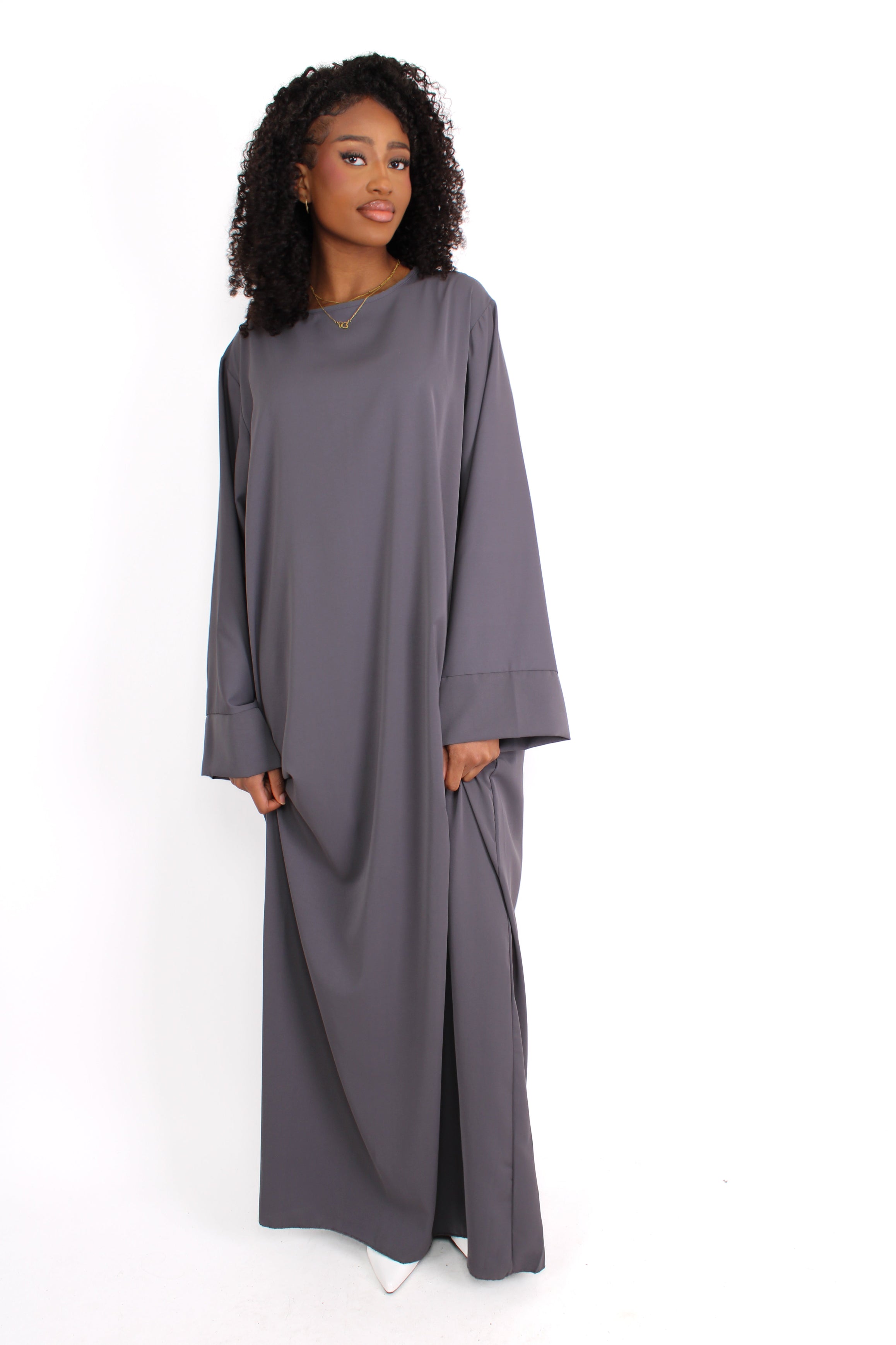''TALL'' MERVE SILKY DRESS - DARK GREY
