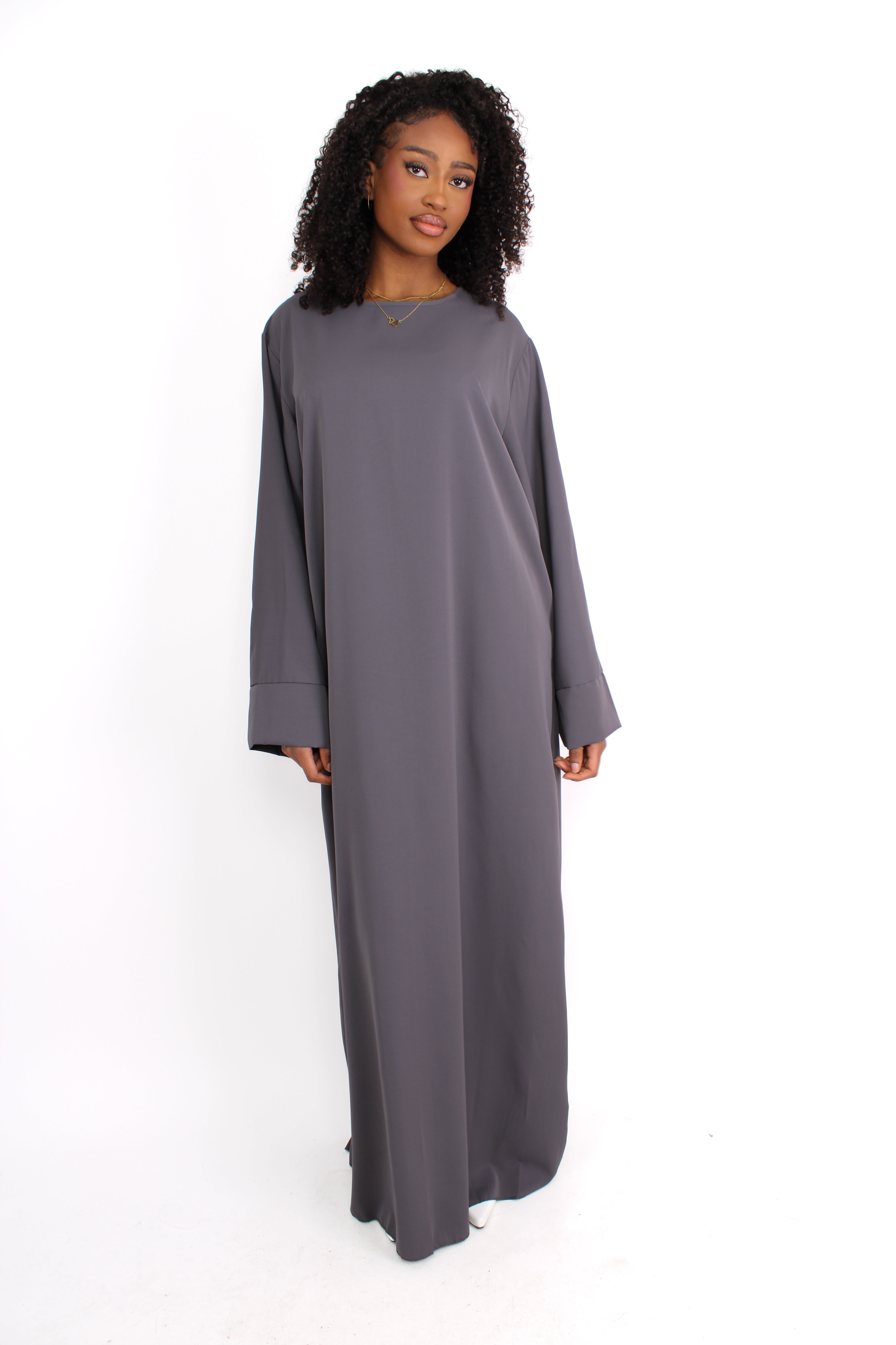 ''TALL'' MERVE SILKY DRESS - DARK GREY