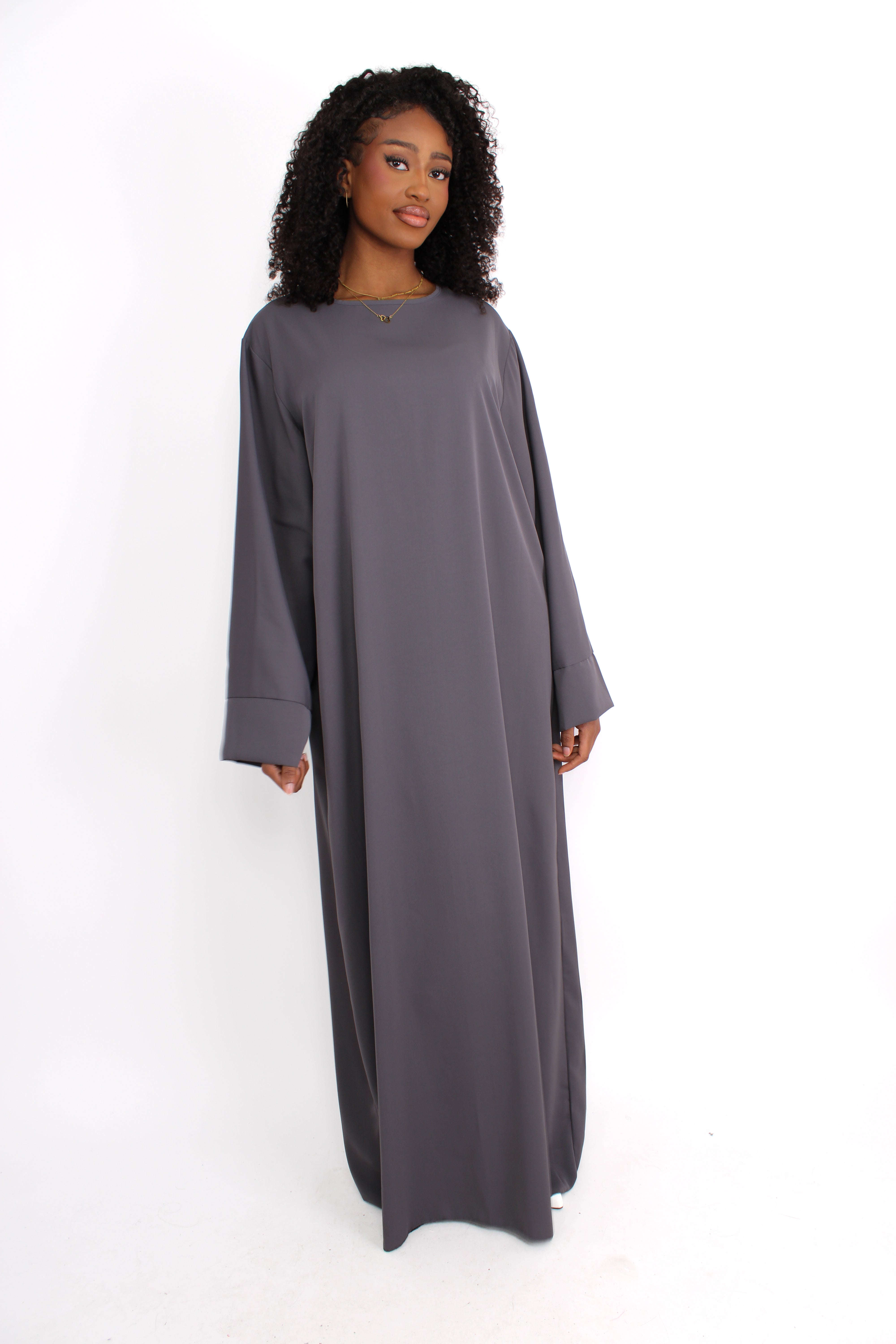 ''TALL'' MERVE SILKY DRESS - DARK GREY