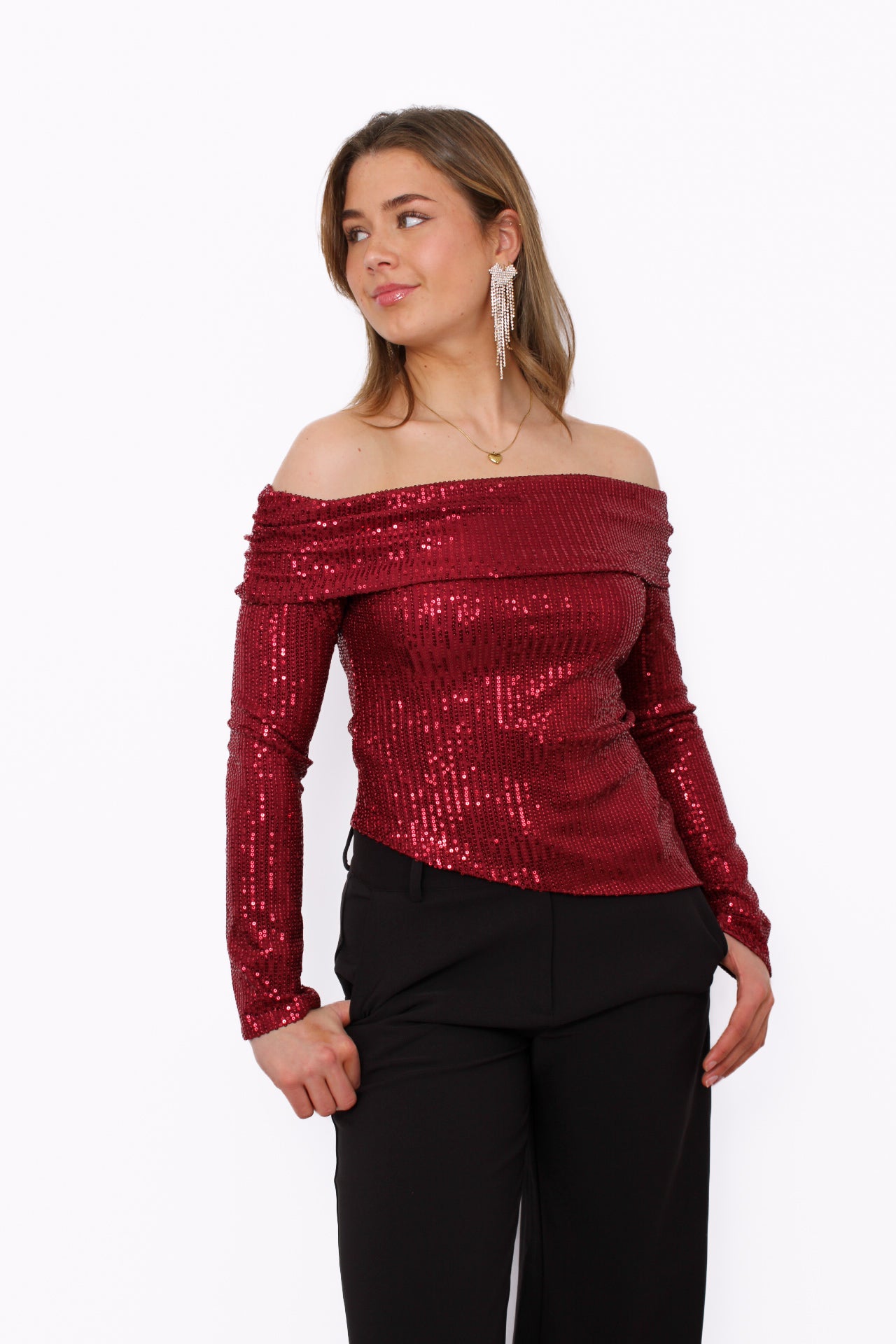 STARLIT OFF SHOULDER TOP - RED