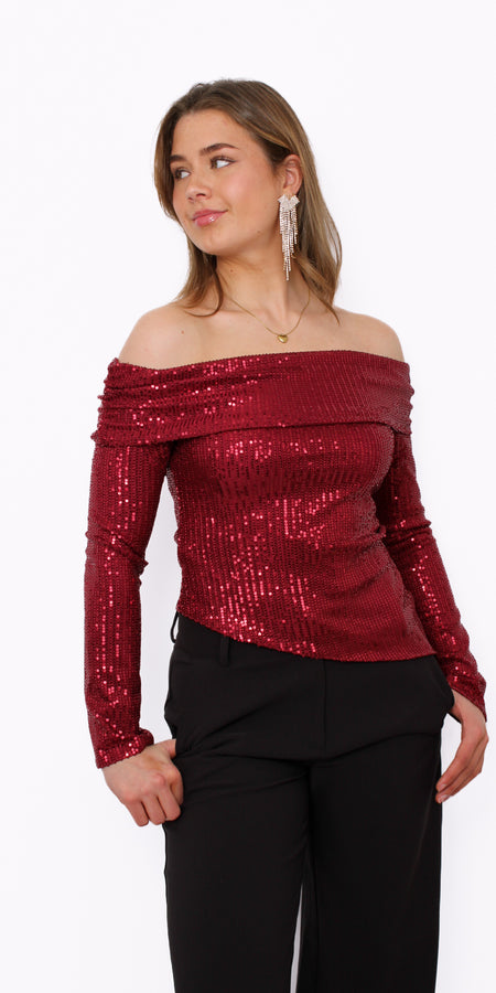 STARLIT OFF SHOULDER TOP - RED