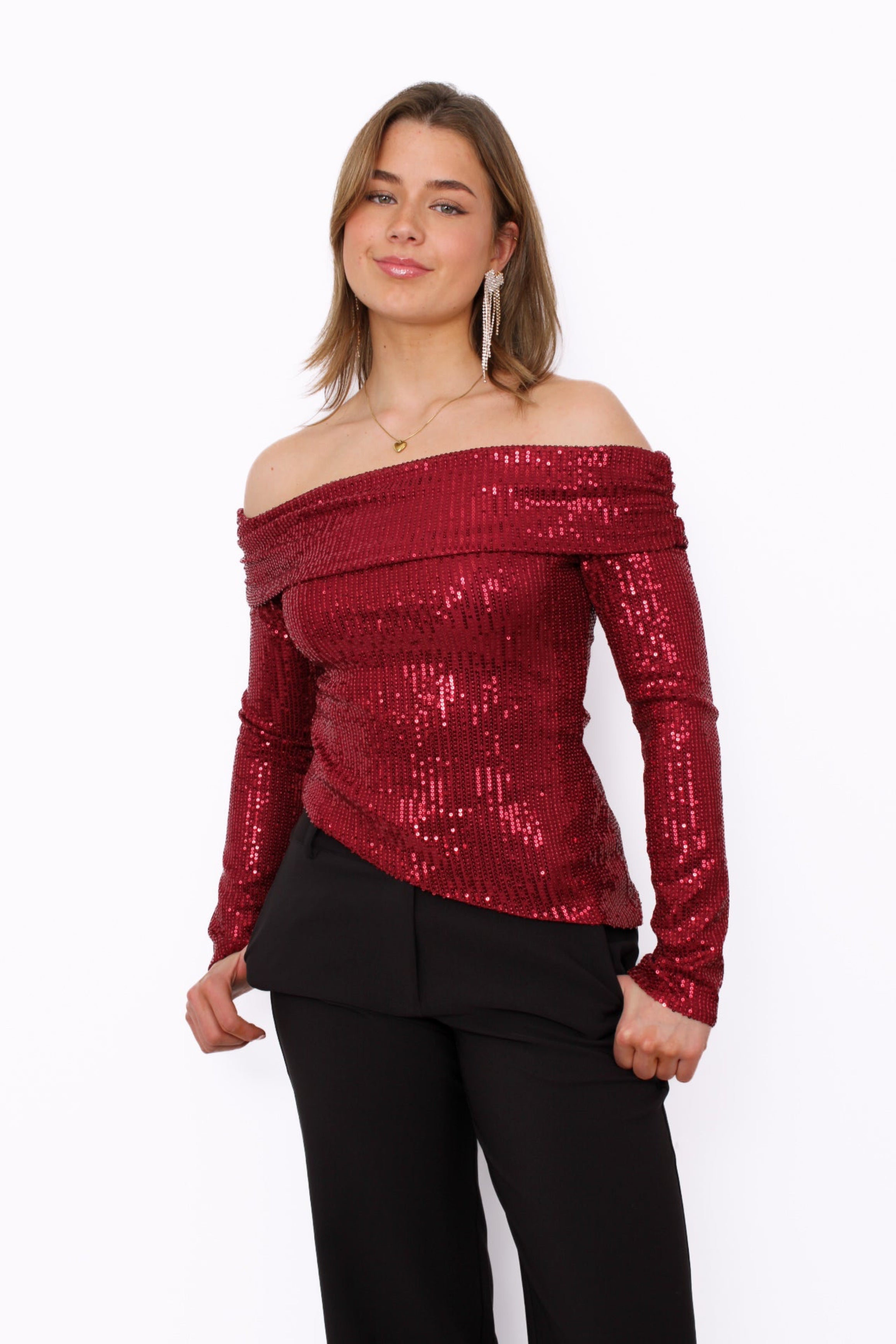 STARLIT OFF SHOULDER TOP - RED