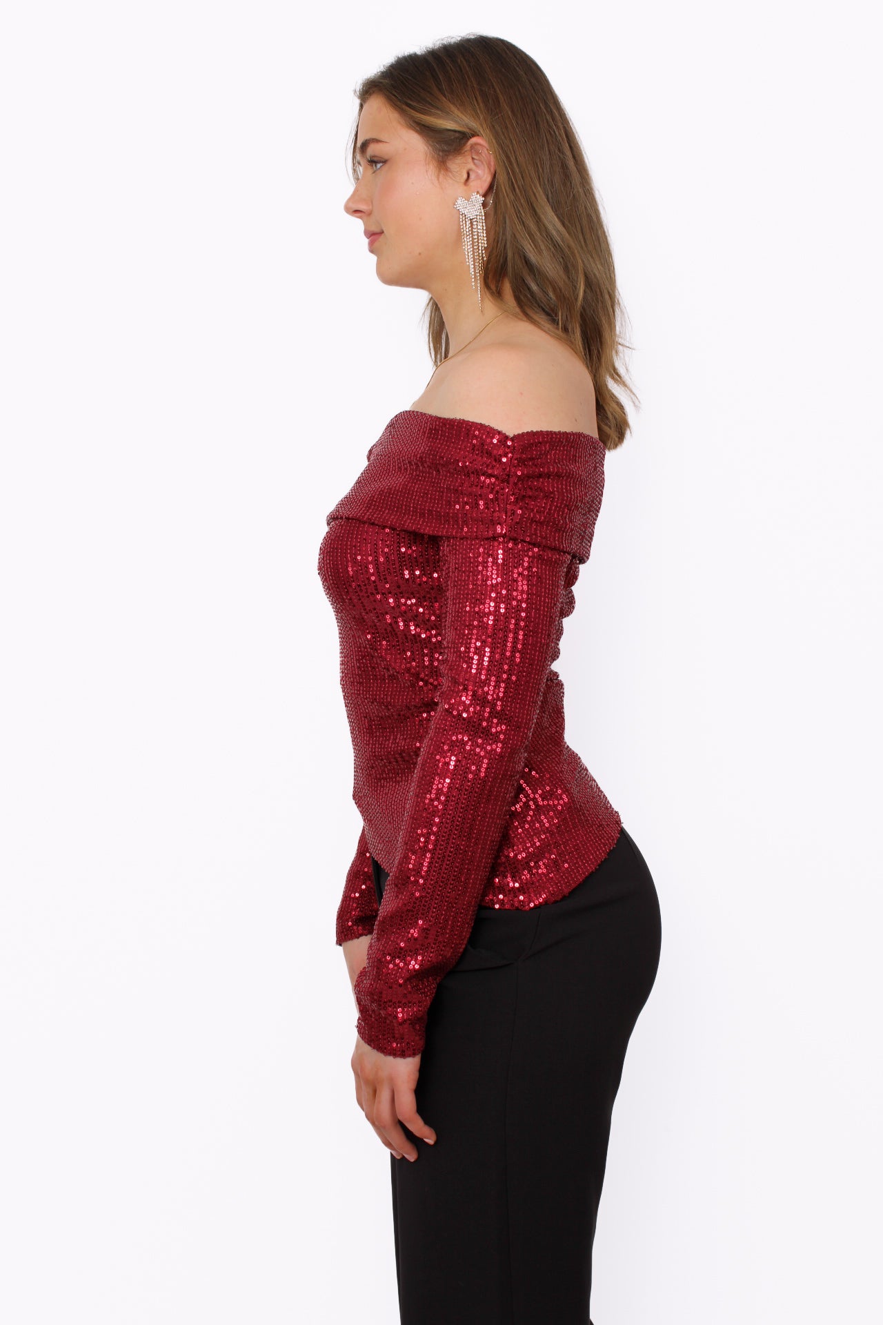 STARLIT OFF SHOULDER TOP - RED
