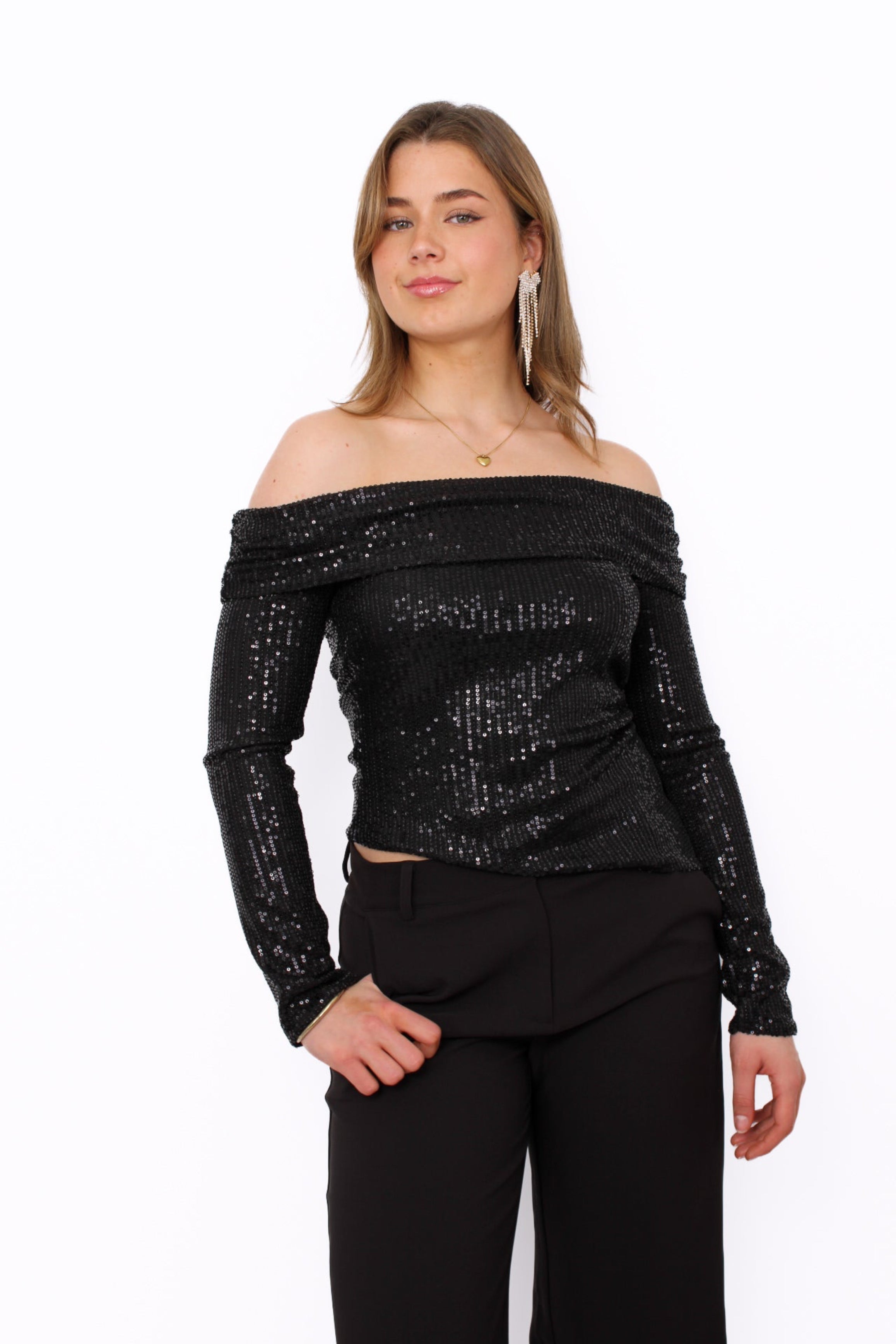 STARLIT OFF SHOULDER TOP - BLACK