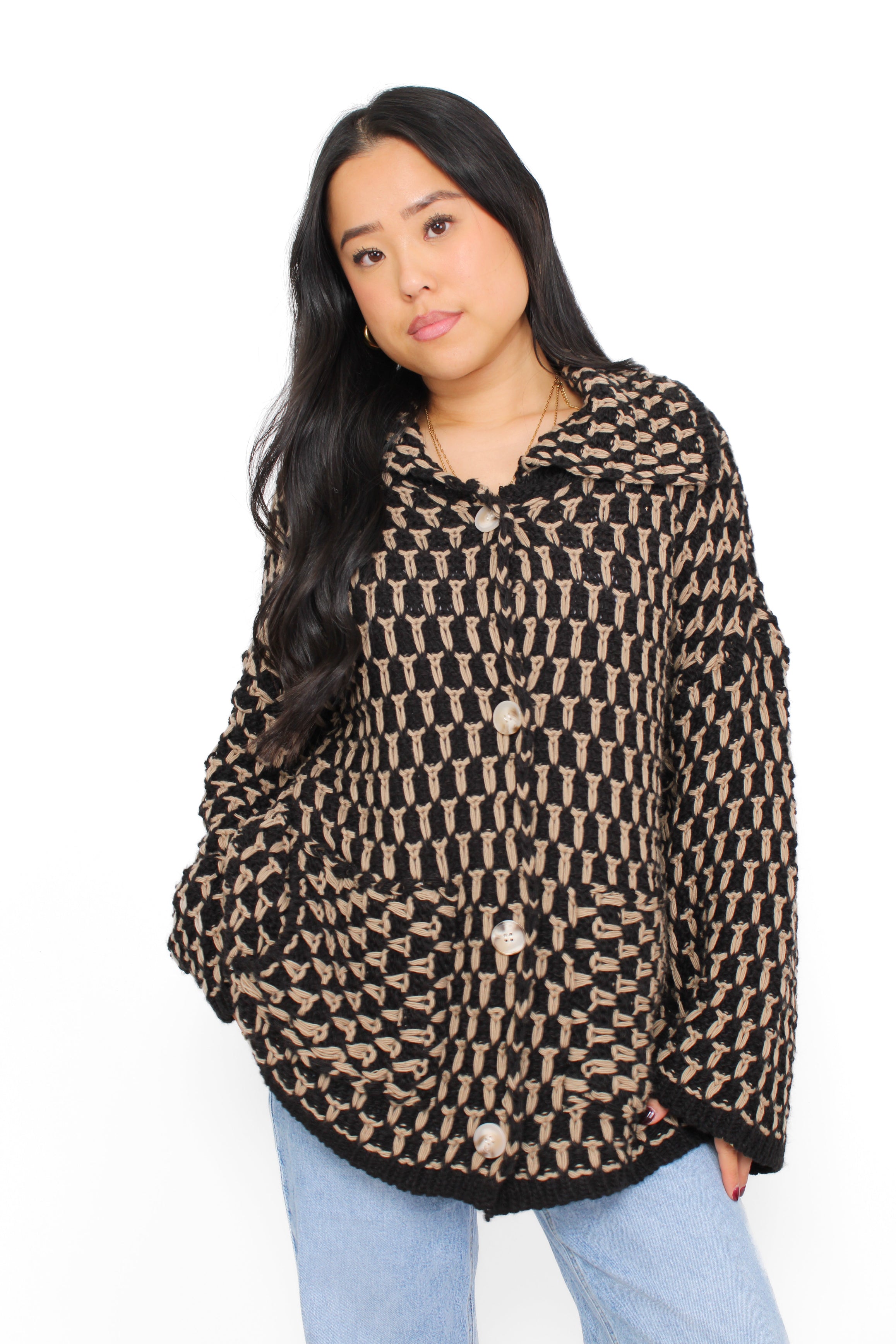 KNITTED CARDIGAN - BLACK