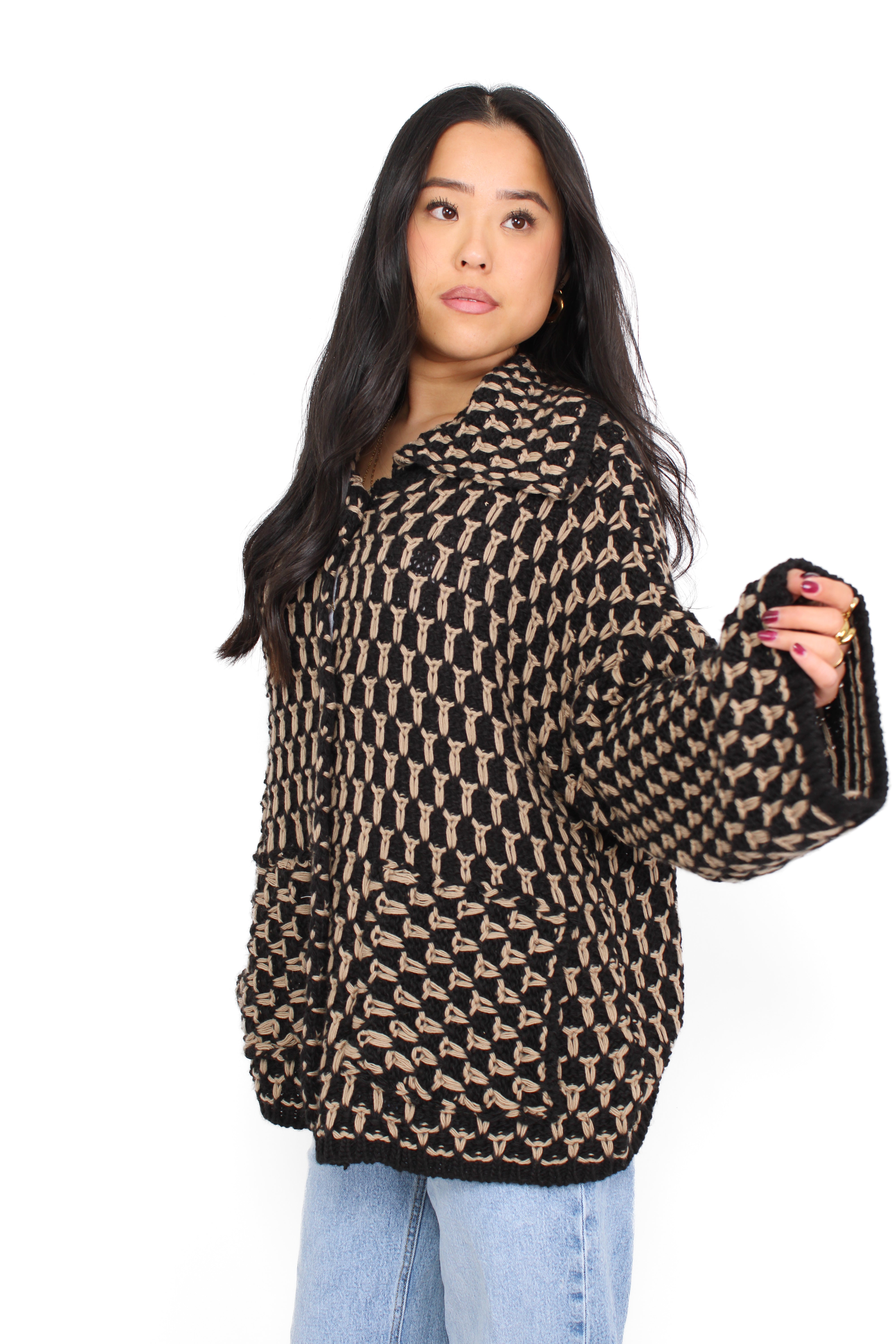 KNITTED CARDIGAN - BLACK