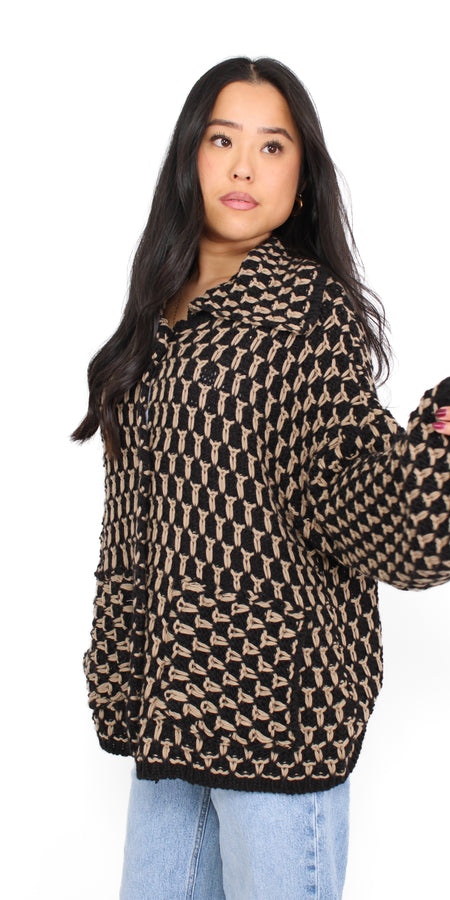 KNITTED CARDIGAN - BLACK