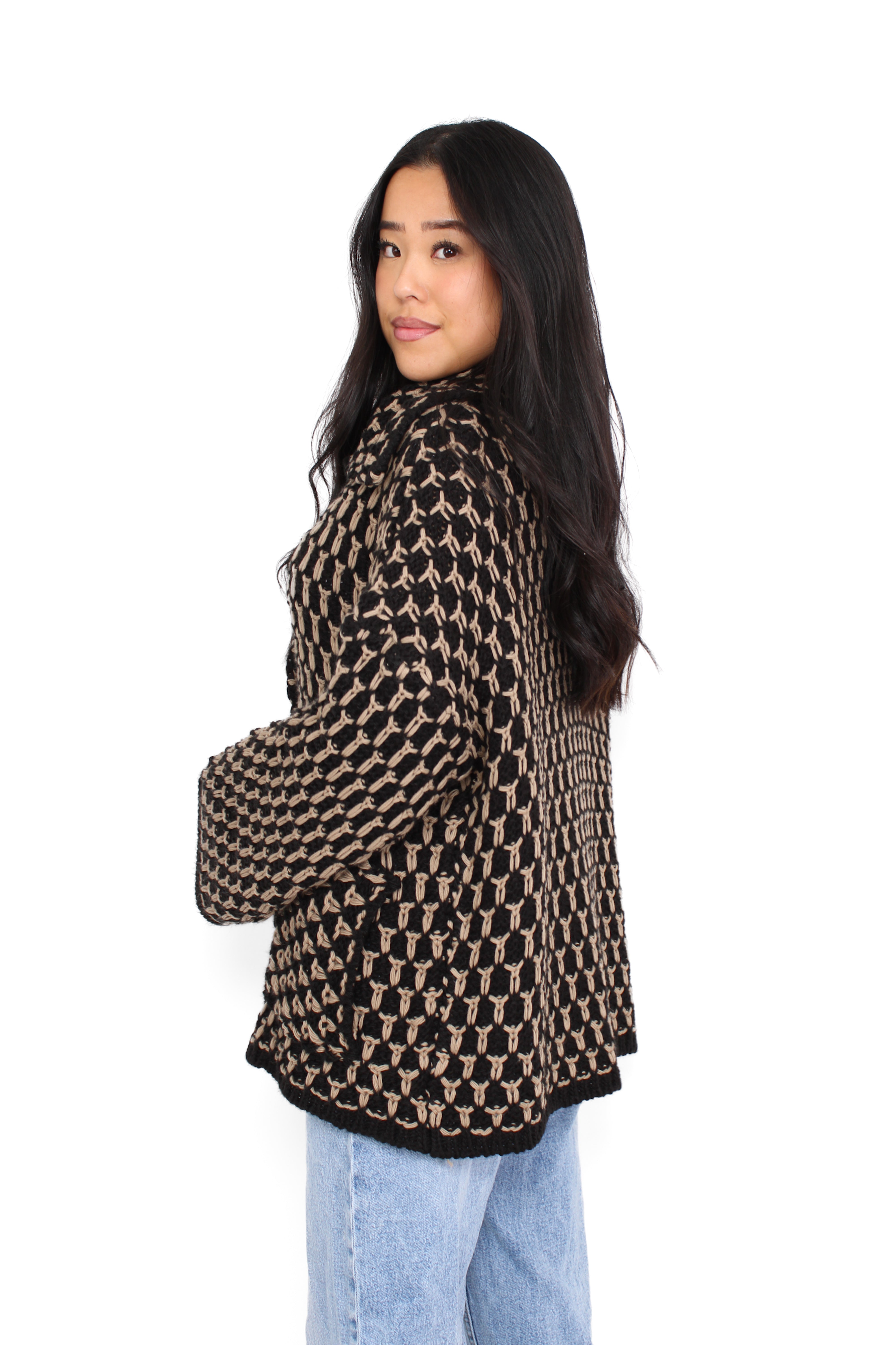 KNITTED CARDIGAN - BLACK