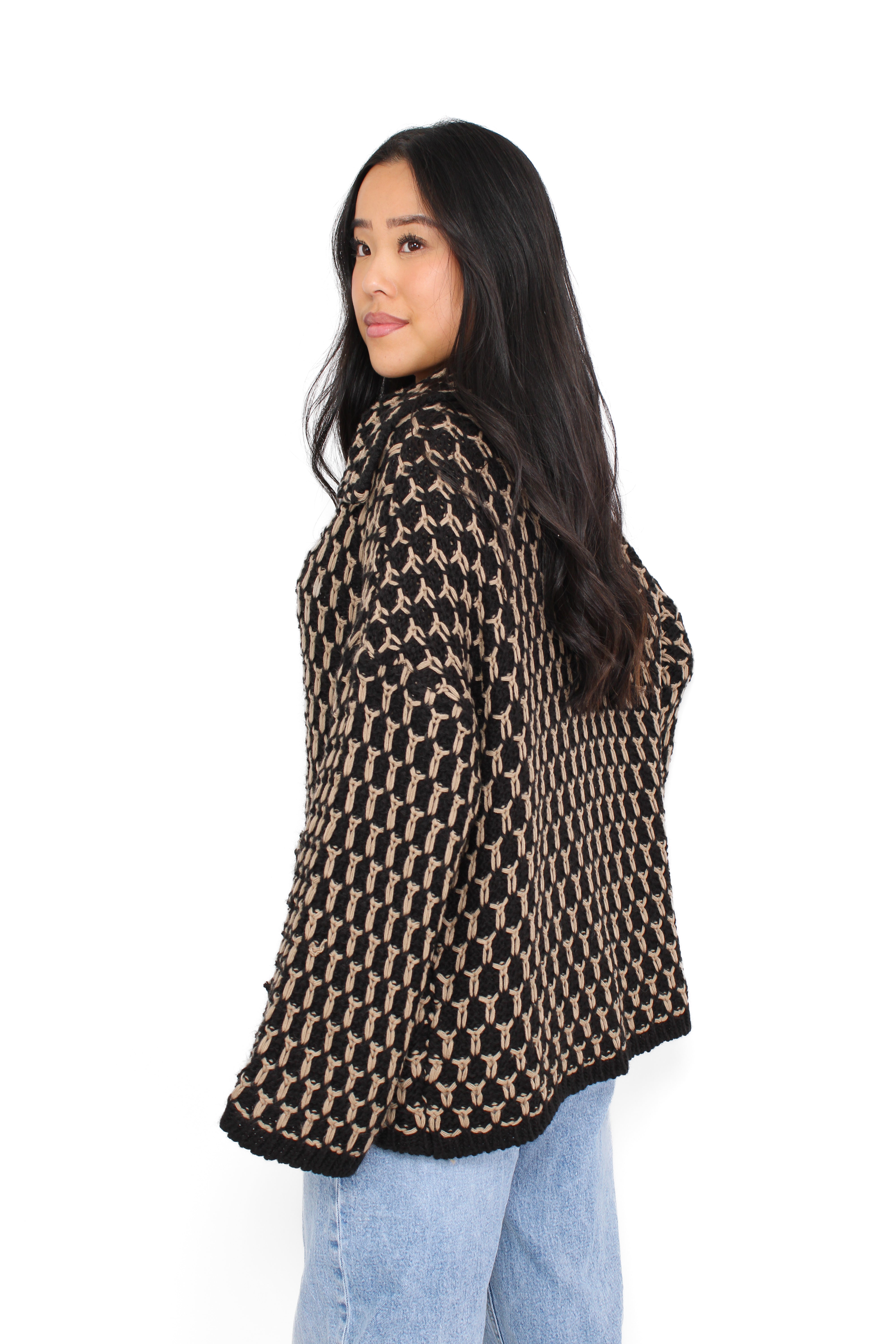KNITTED CARDIGAN - BLACK