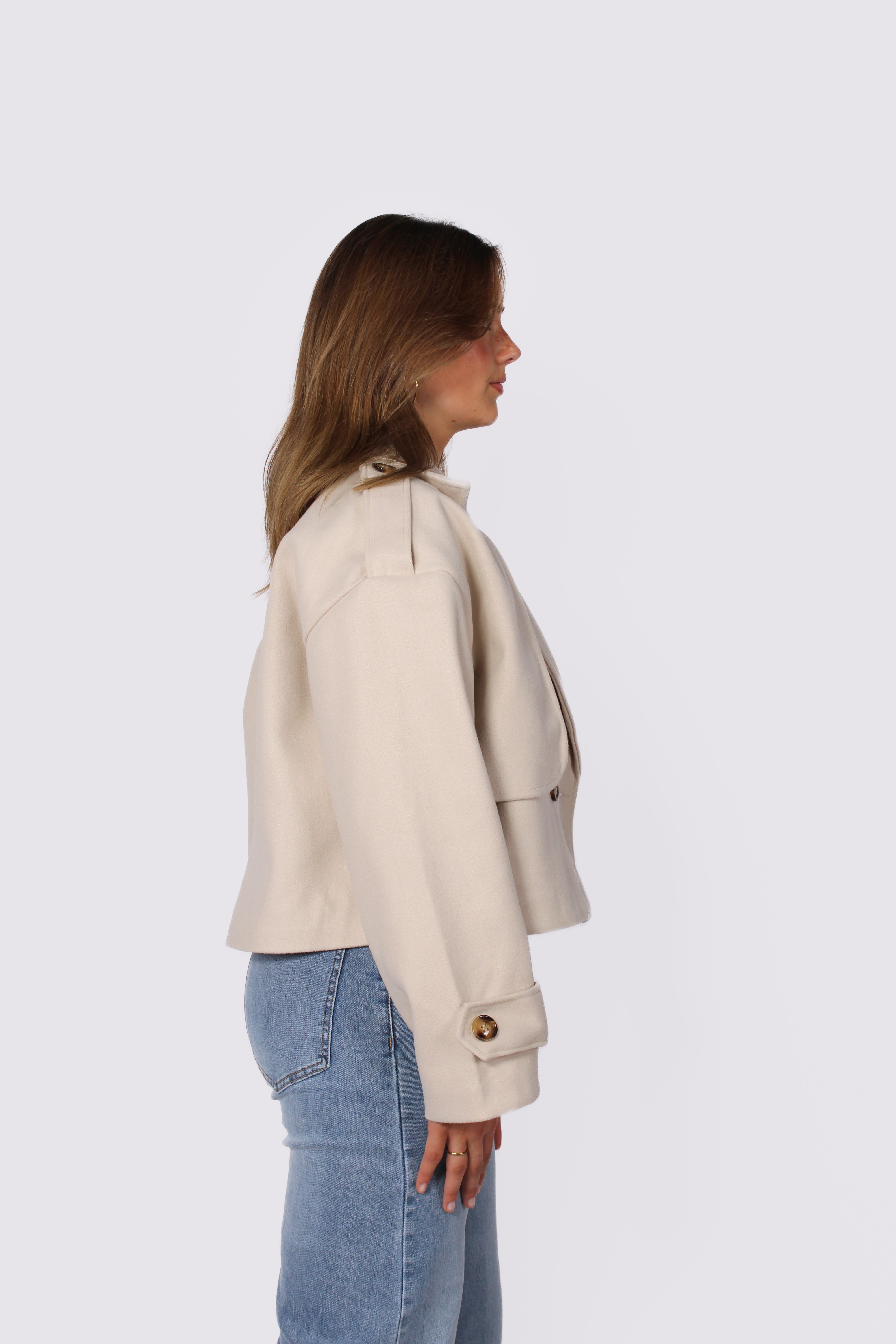 ZOEY CROPPED TRENCHCOAT - BEIGE