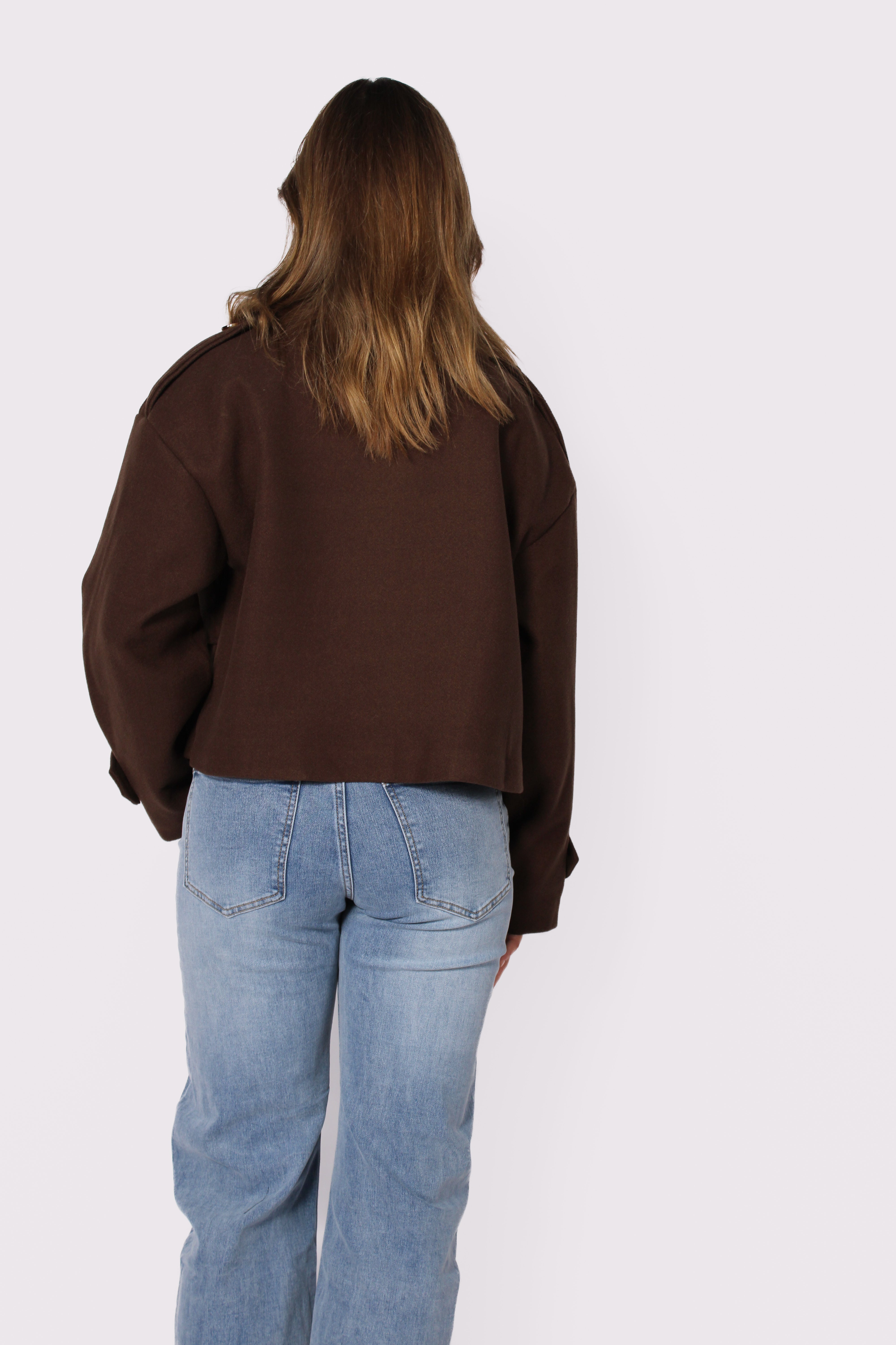 ZOEY CROPPED TRENCHCOAT - BROWN
