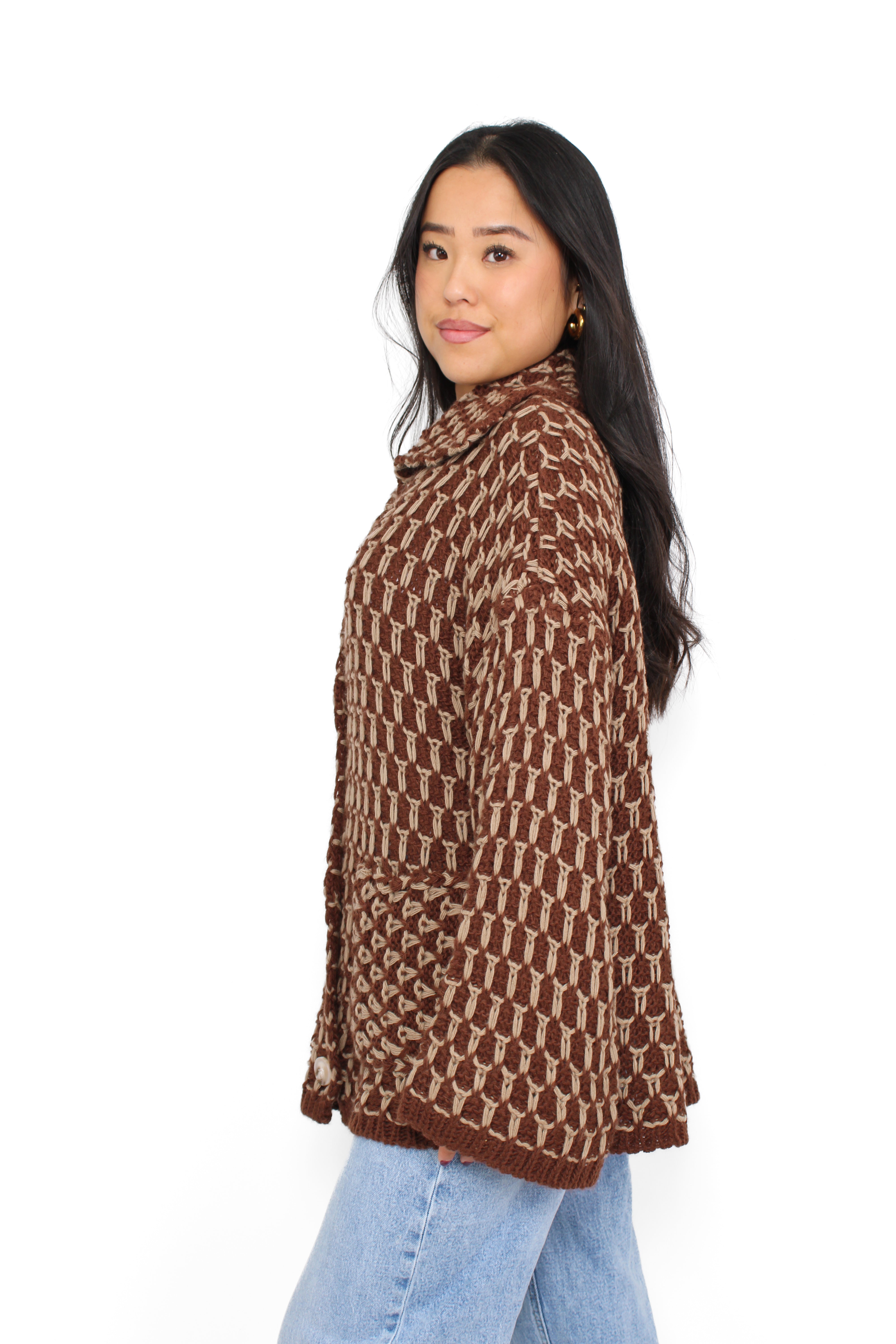 KNITTED CARDIGAN - CAMEL