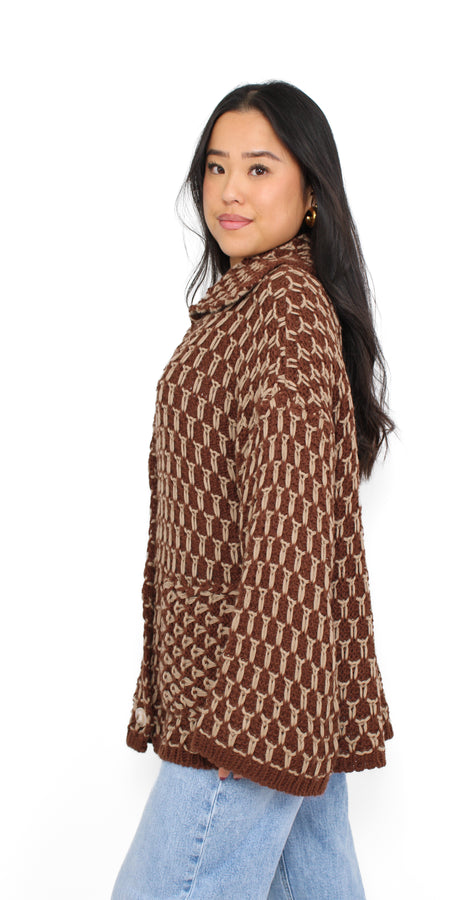 KNITTED CARDIGAN - CAMEL