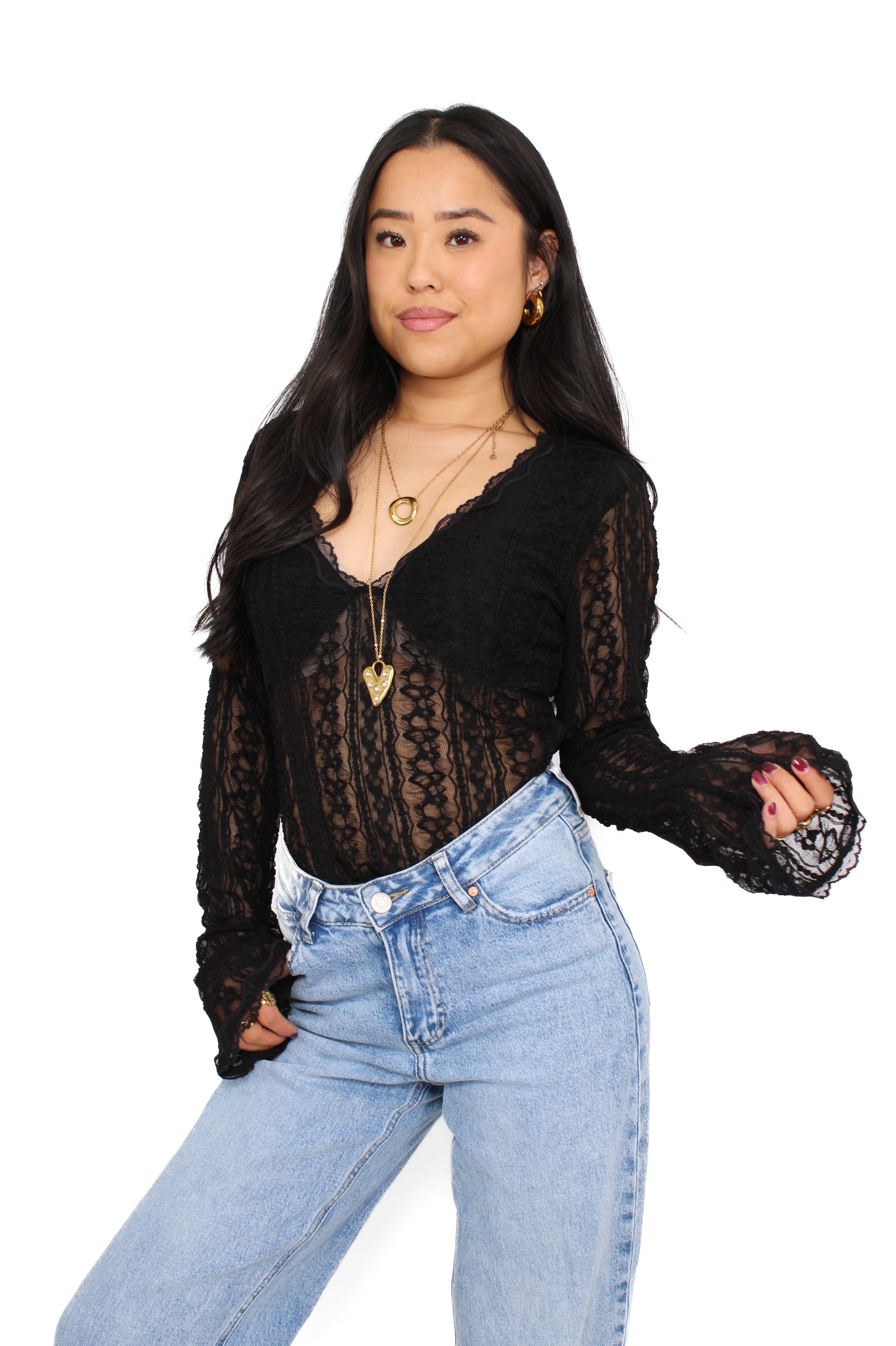 WILD ROMANCE LACE TOP - BLACK