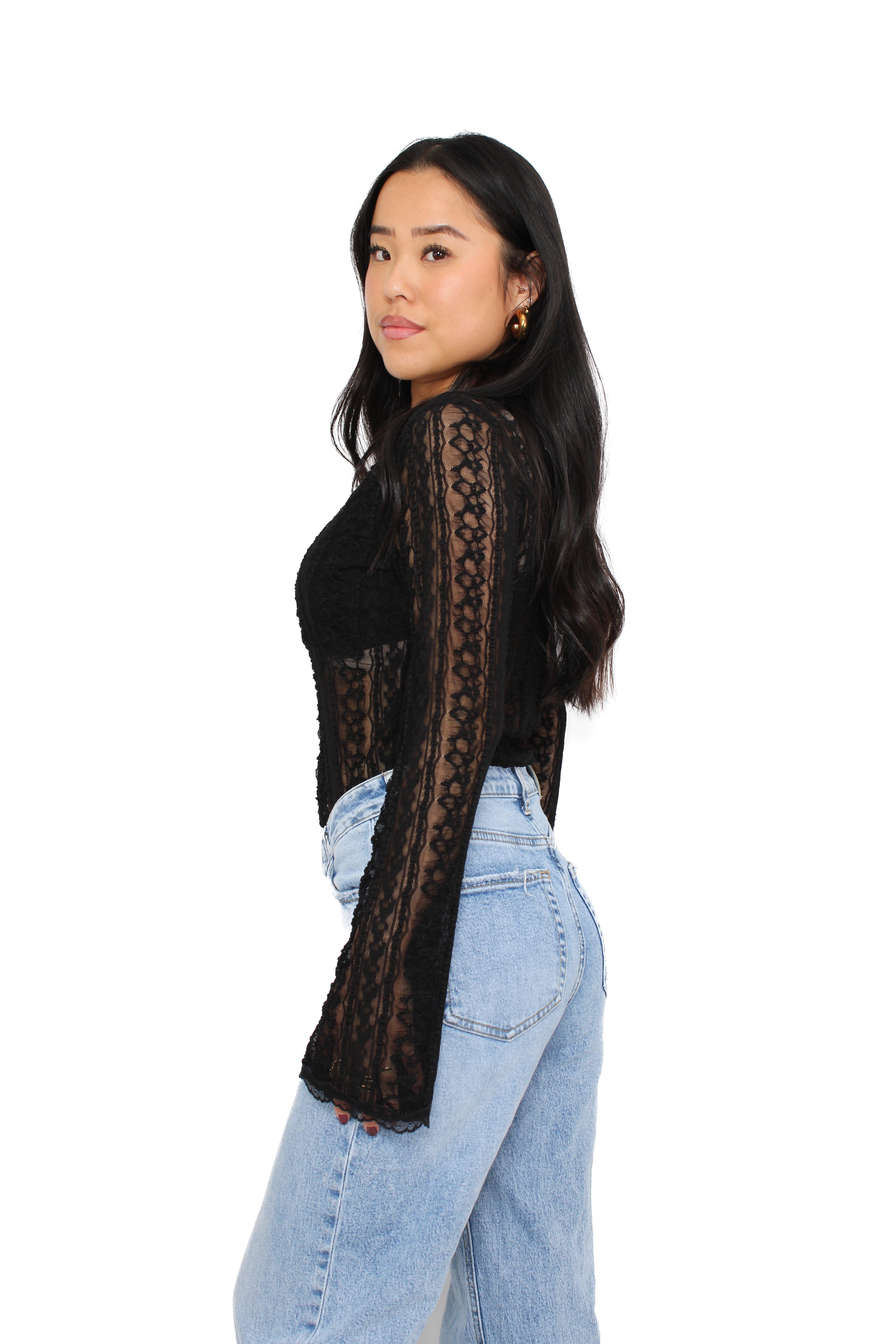 WILD ROMANCE LACE TOP - BLACK