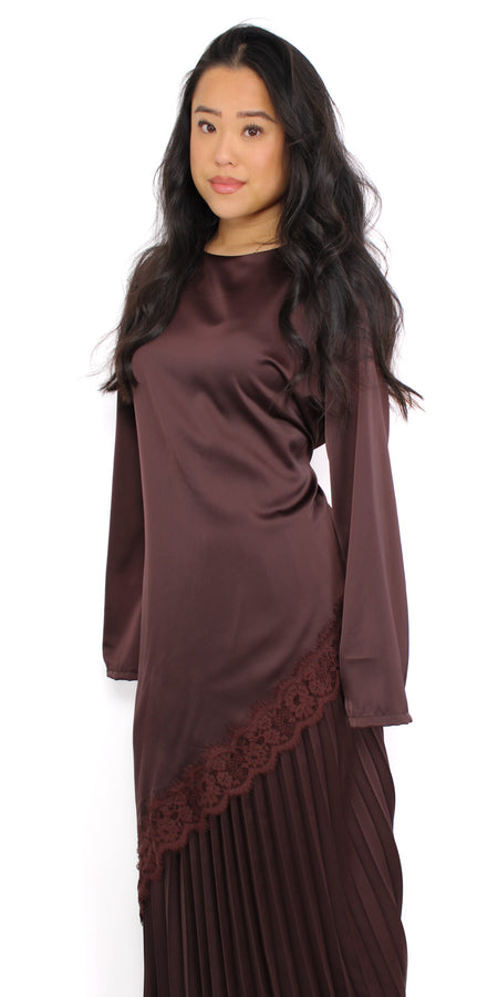 AYA LACE TOP LONG - BROWN