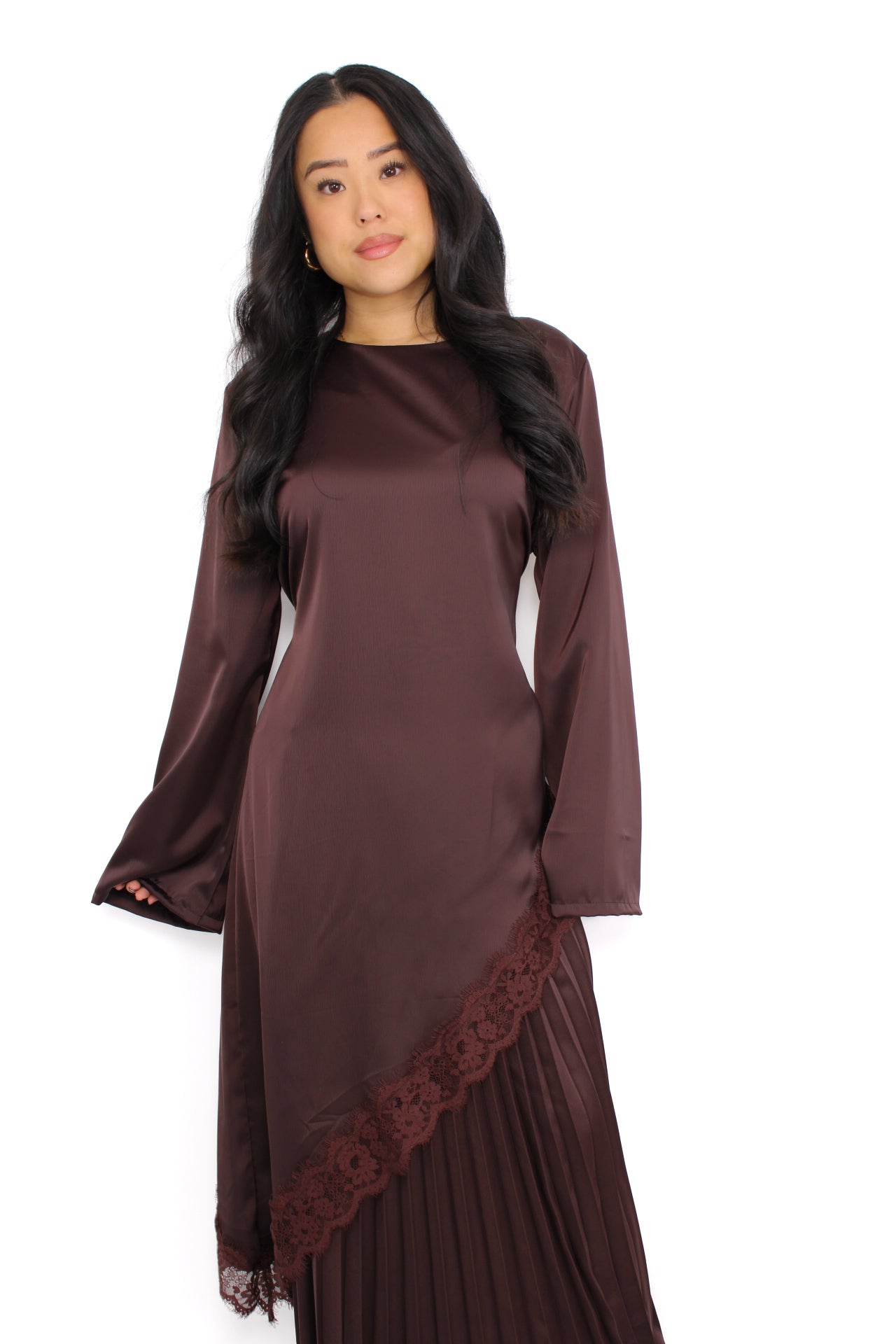 AYA LACE TOP LONG - BROWN