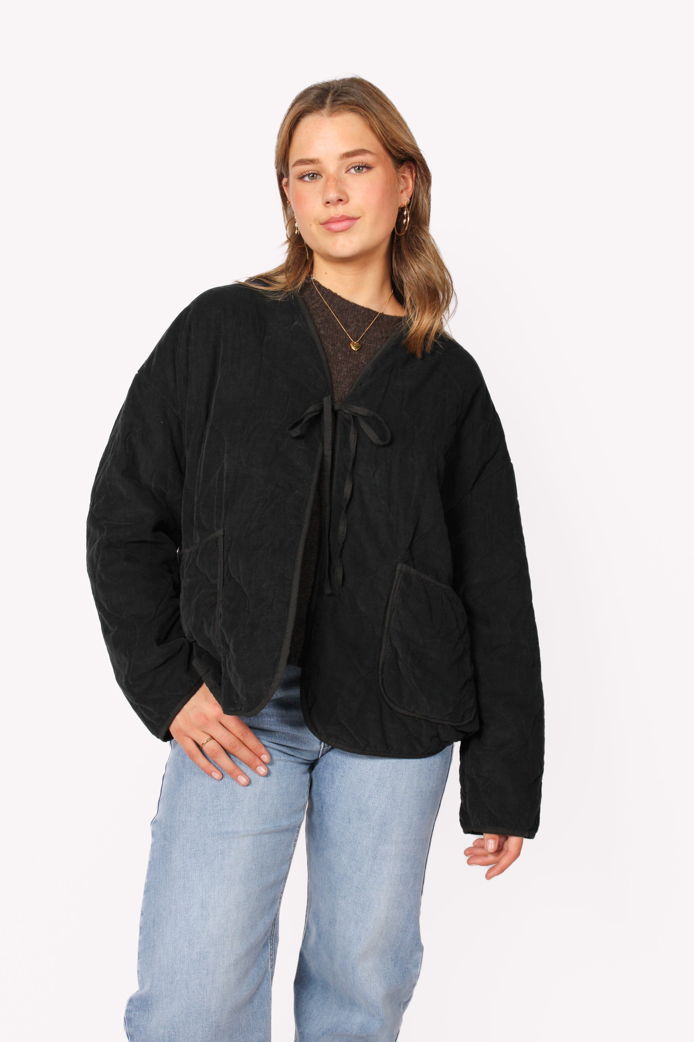 TIE FRONT JACKET - BLACK