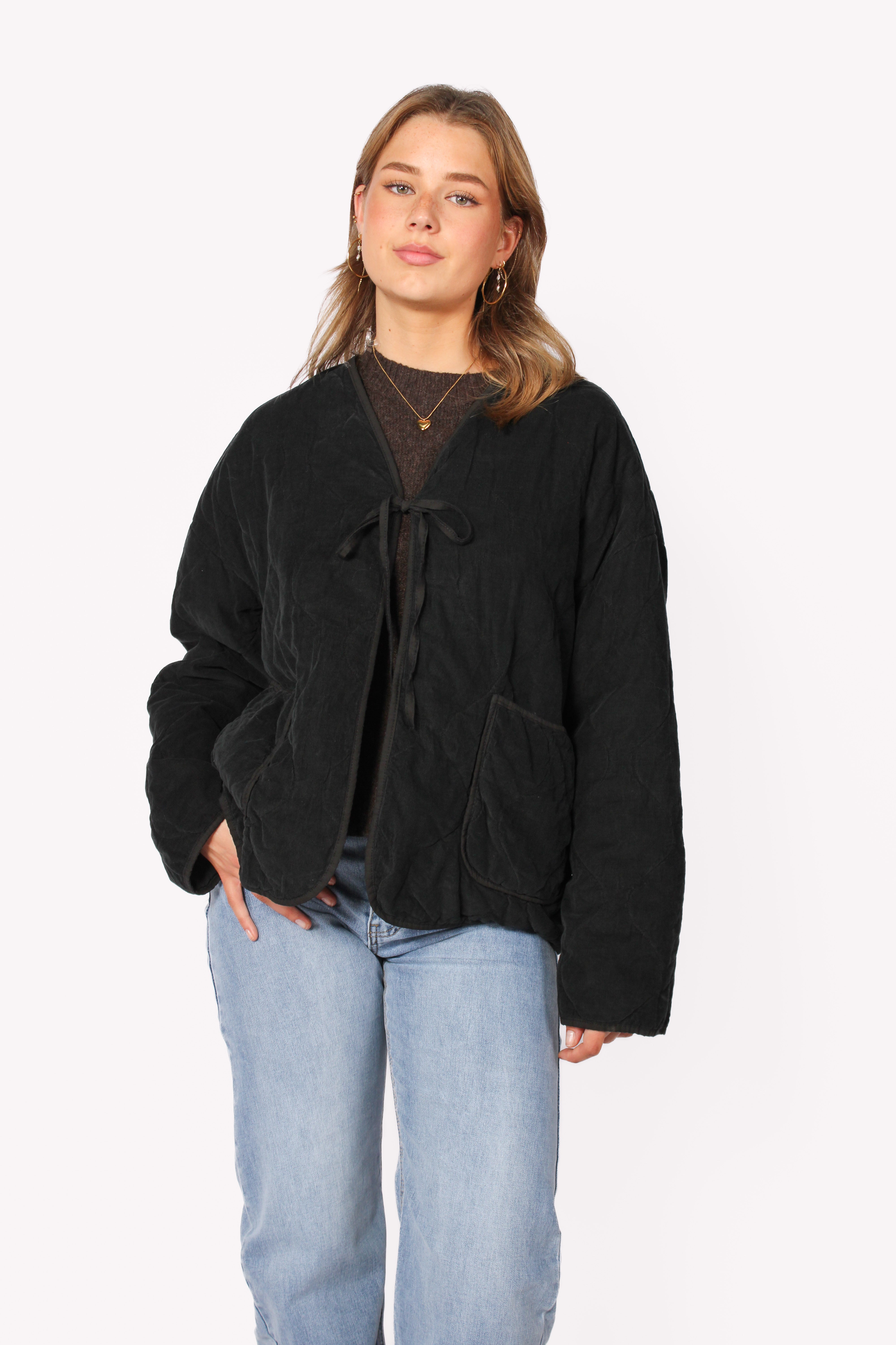 TIE FRONT JACKET - BLACK