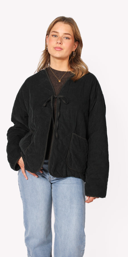 Tie Front Jacket - Black