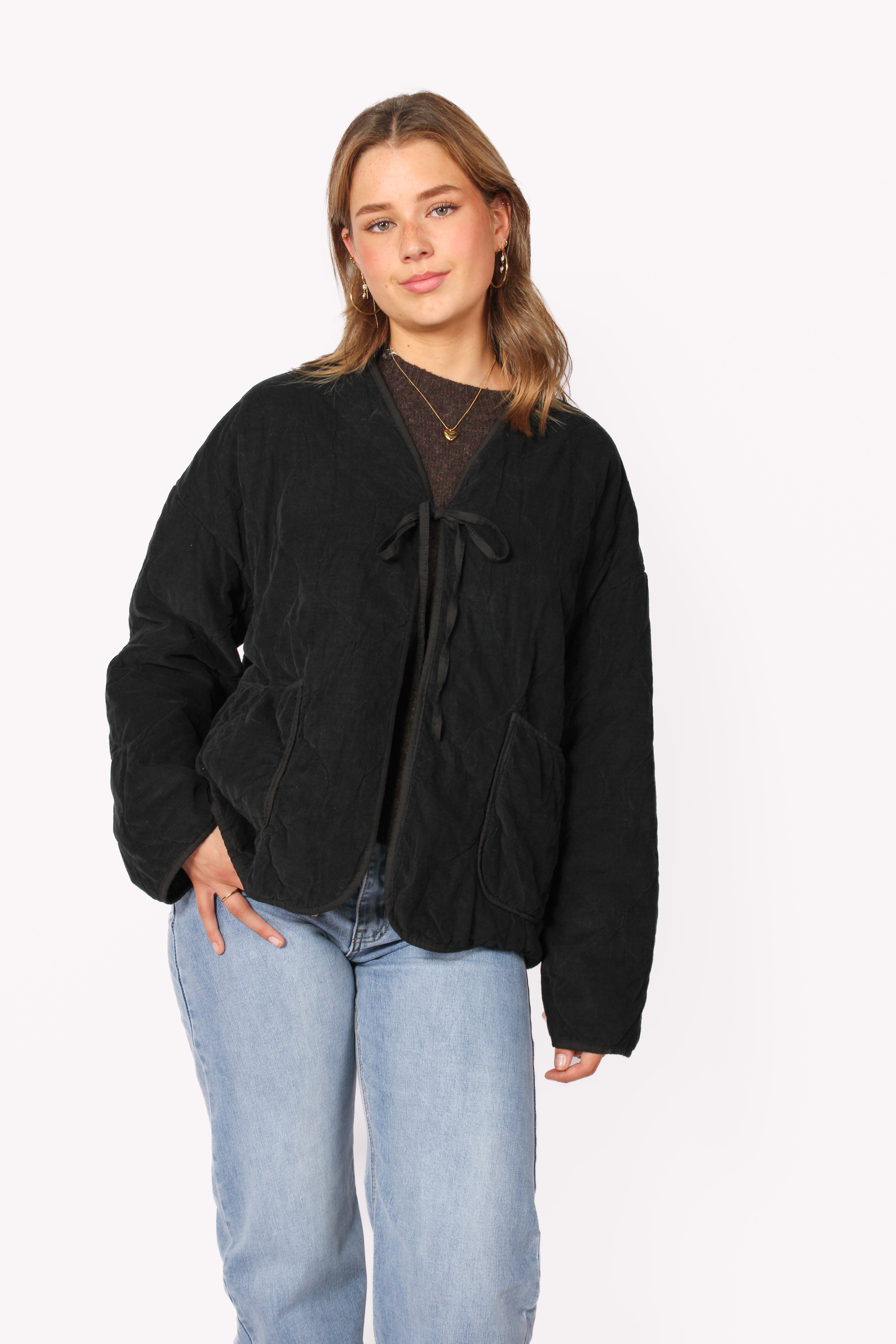 TIE FRONT JACKET - BLACK
