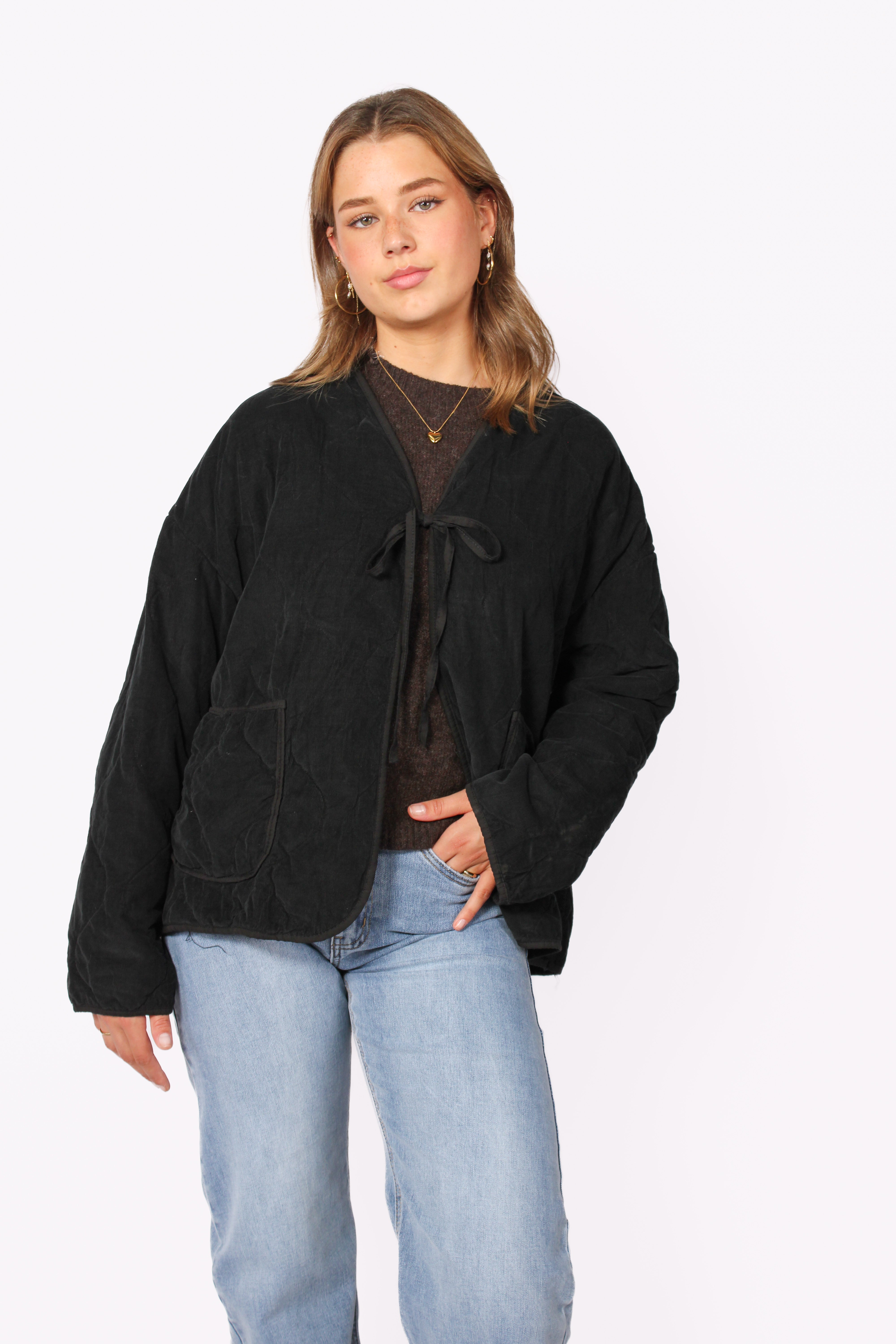 TIE FRONT JACKET - BLACK