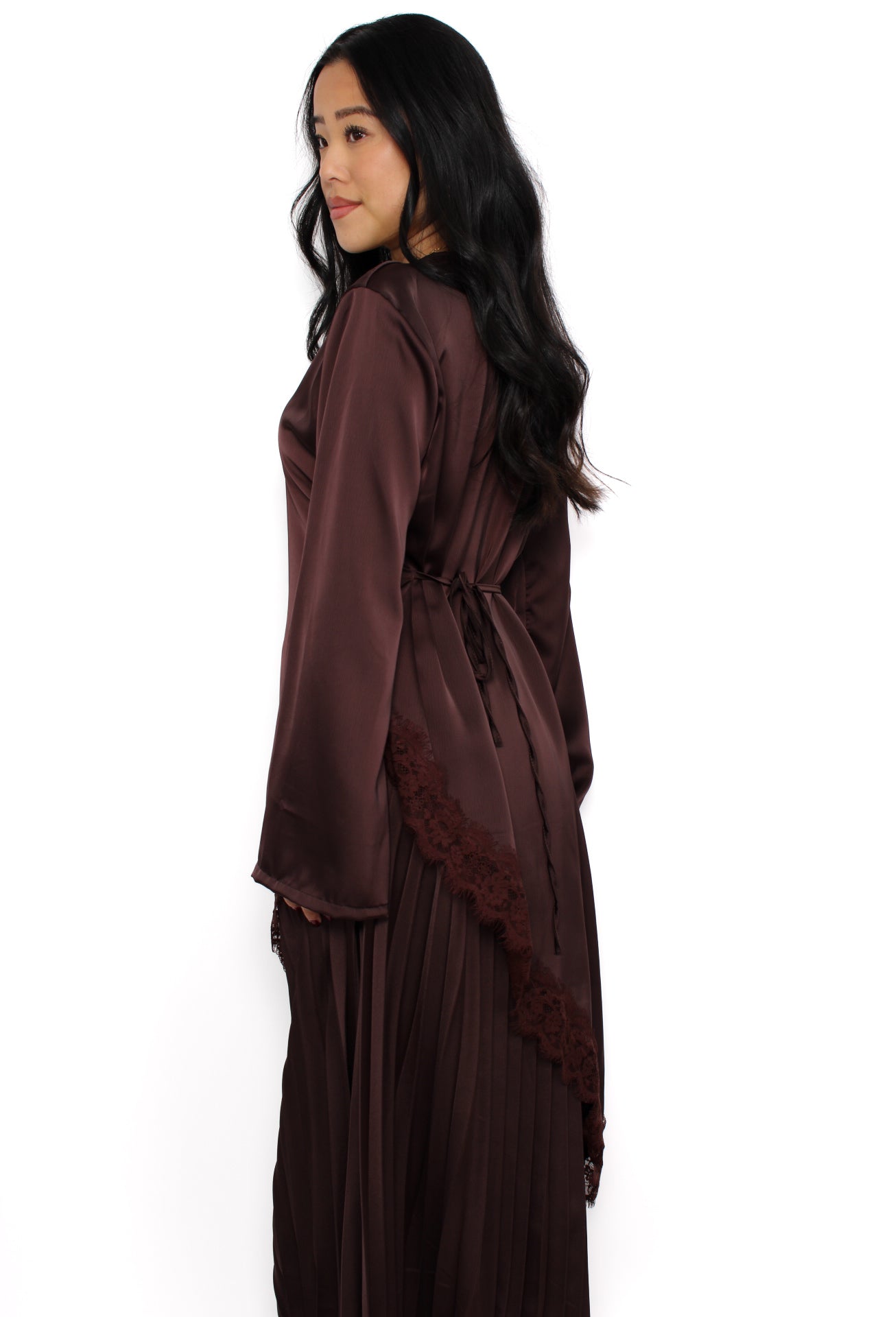 AYA LACE TOP LONG - BROWN