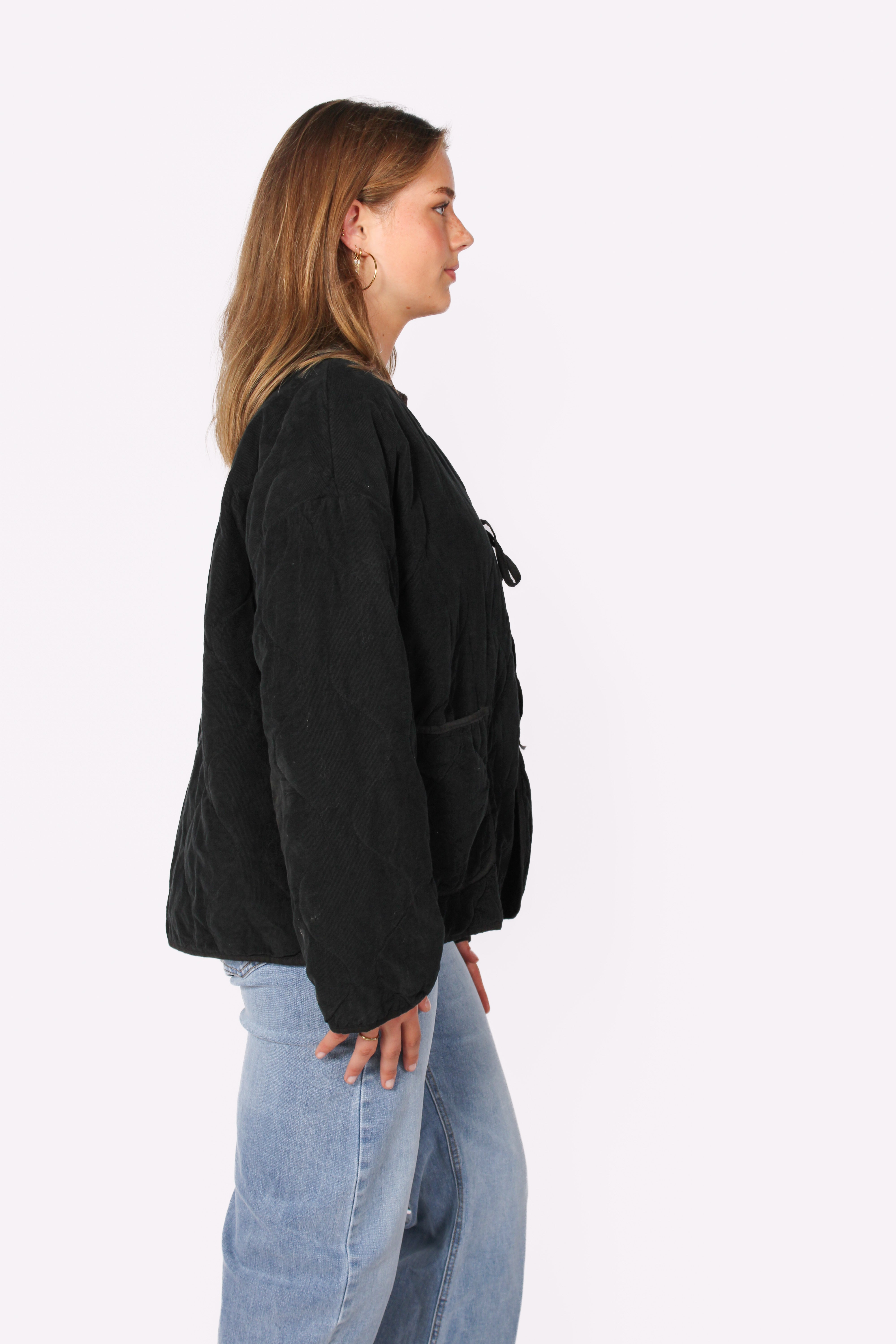 TIE FRONT JACKET - BLACK