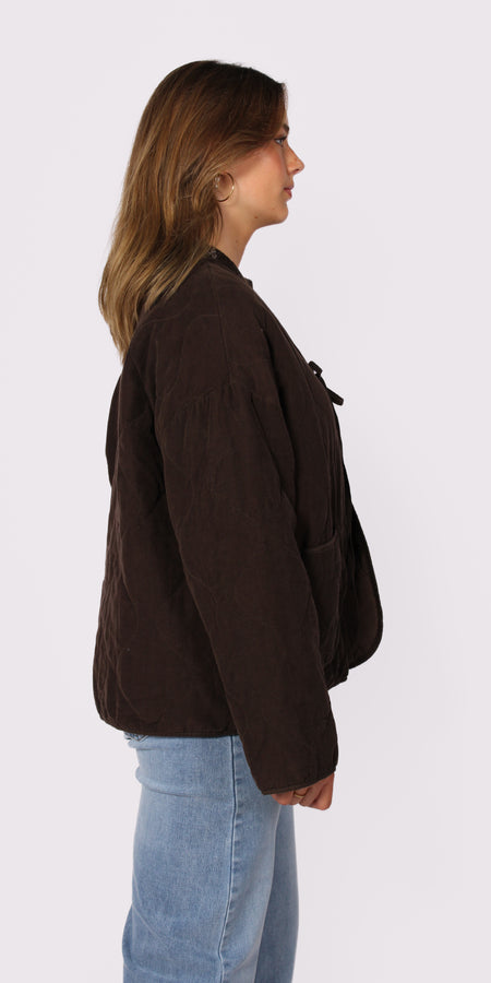 Tie Front Jacket - Brown