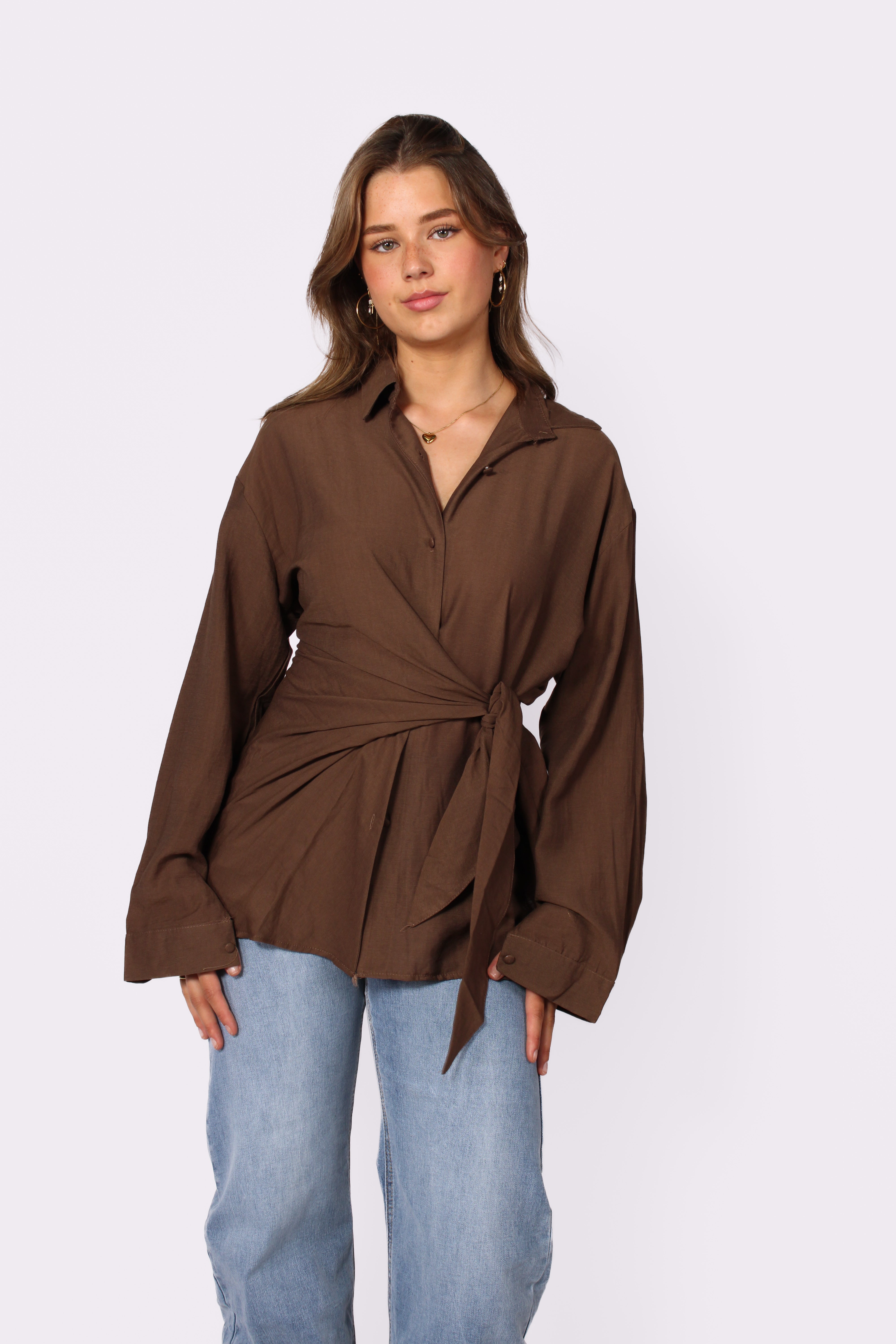 ARIA BLOUSE - BROWN
