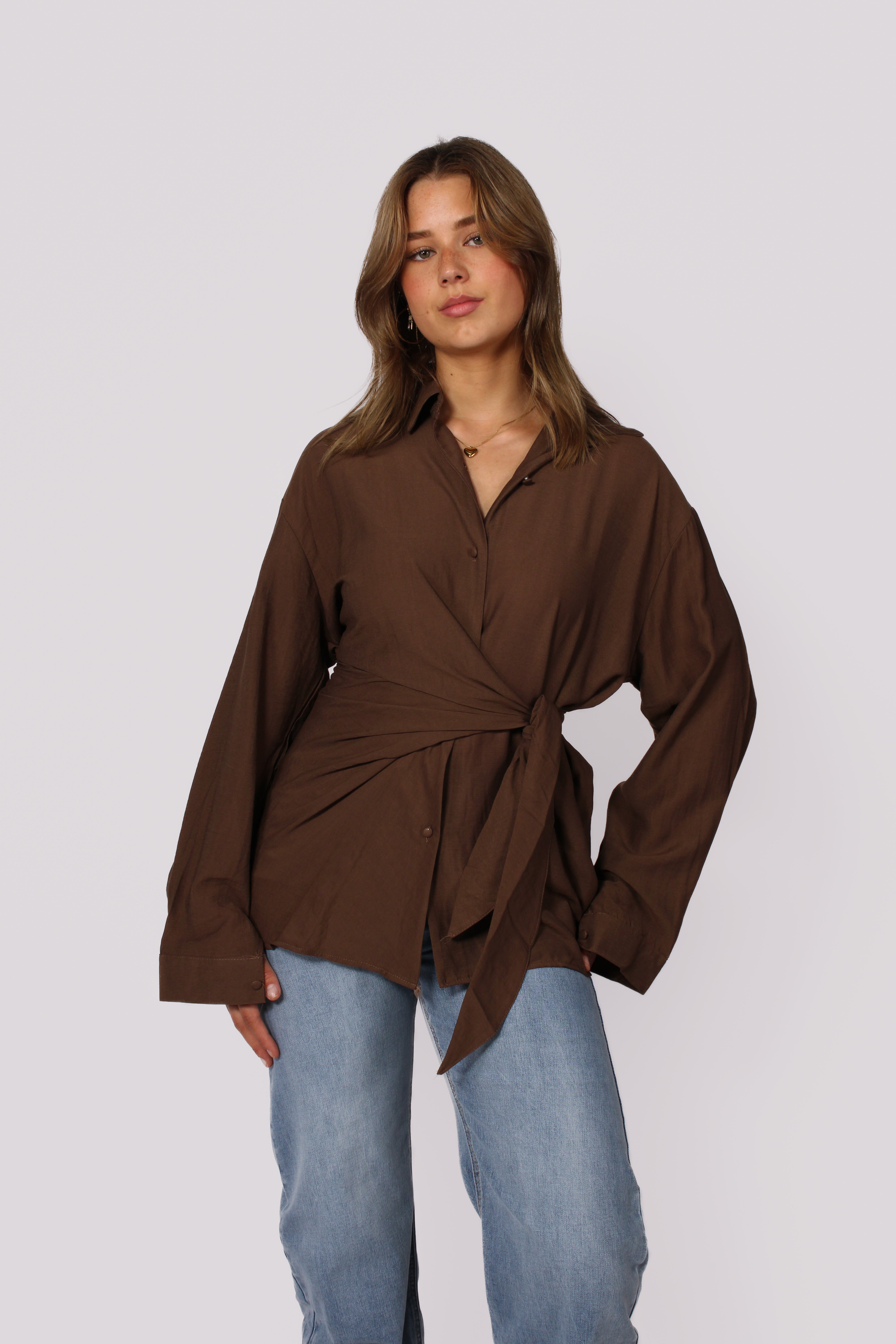 ARIA BLOUSE - BROWN