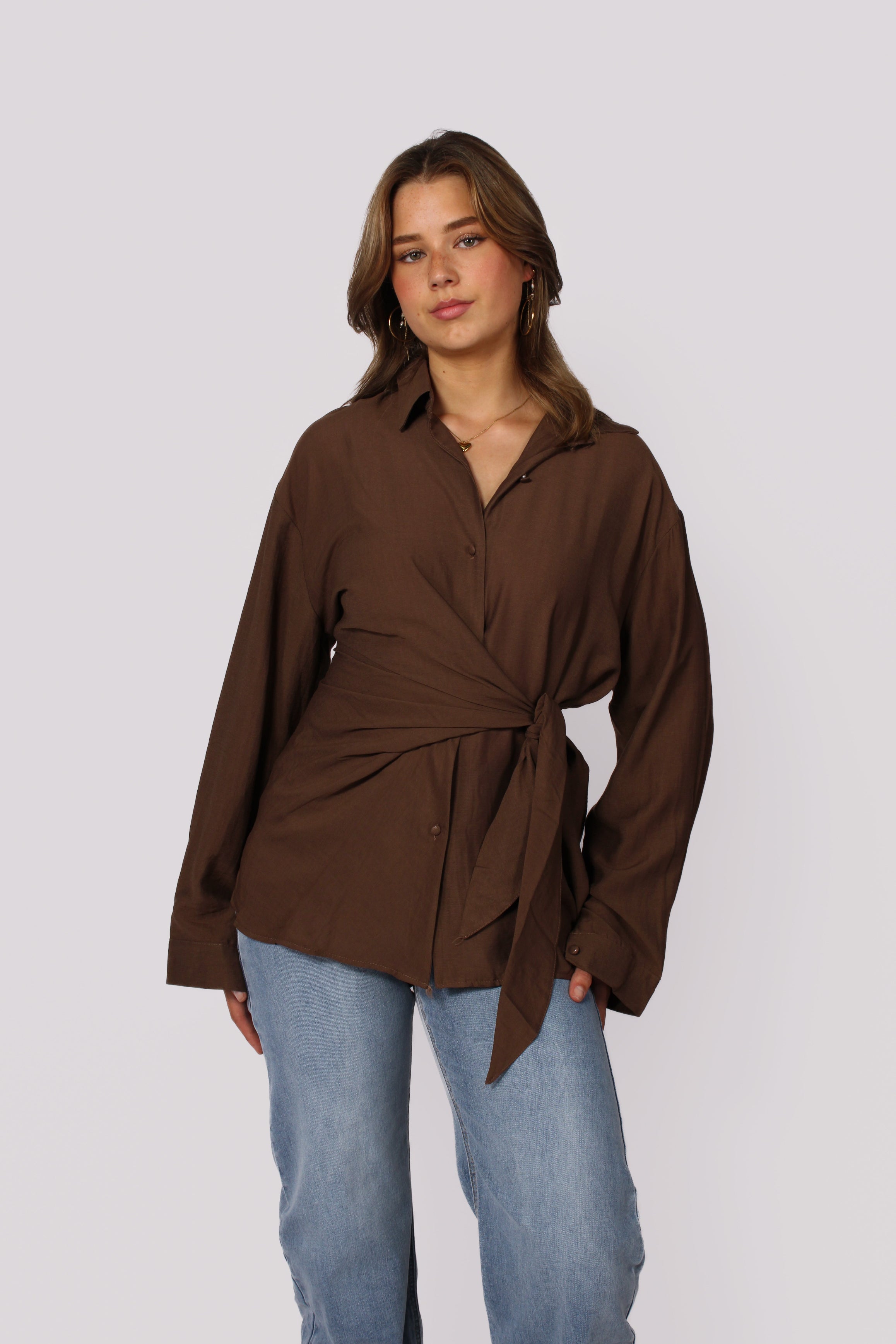 ARIA BLOUSE - BROWN