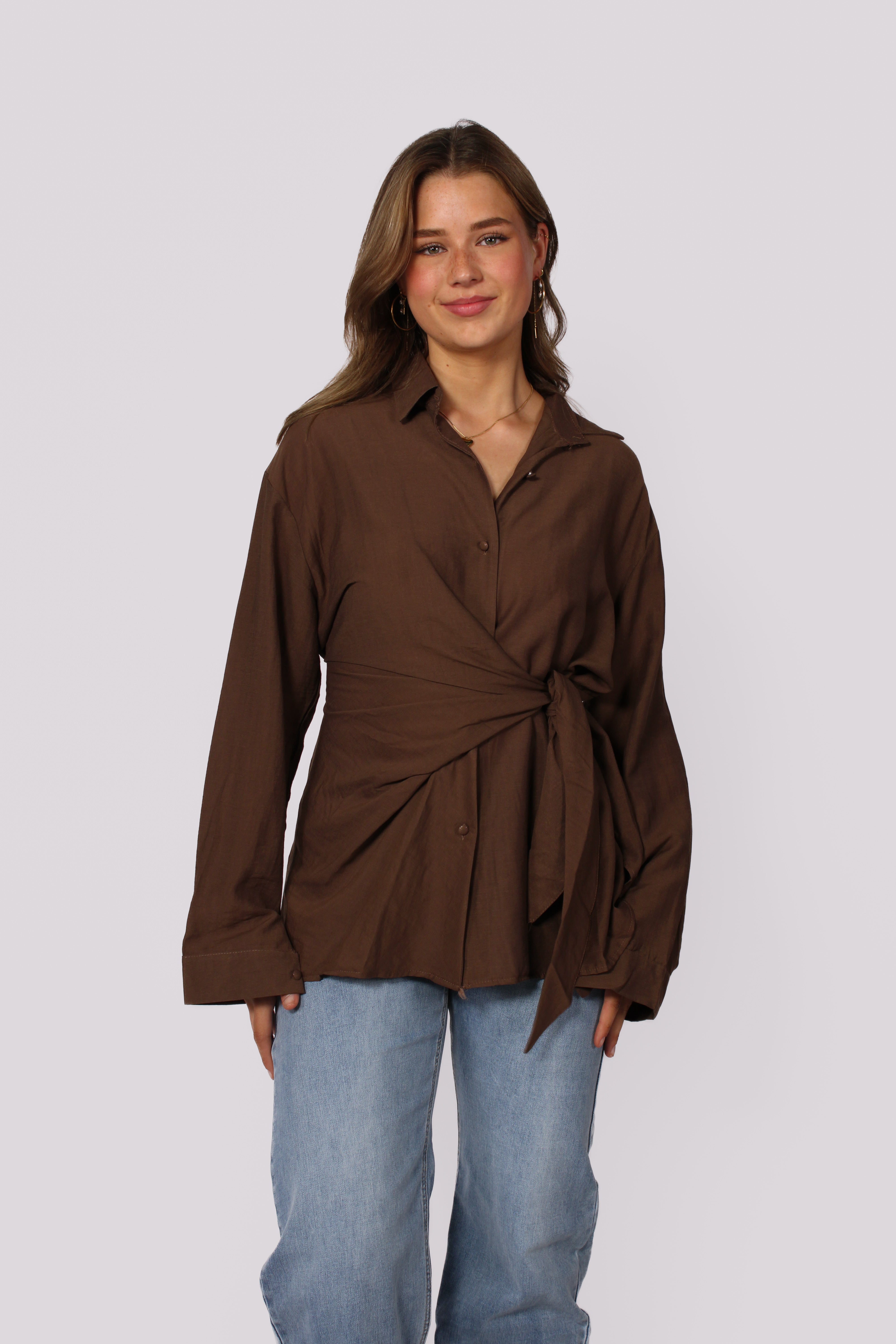 ARIA BLOUSE - BROWN