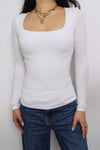 SQUARE LONG SLEEVE TOP - WHITE