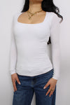 SQUARE LONG SLEEVE TOP - WHITE