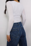 SQUARE LONG SLEEVE TOP - WHITE