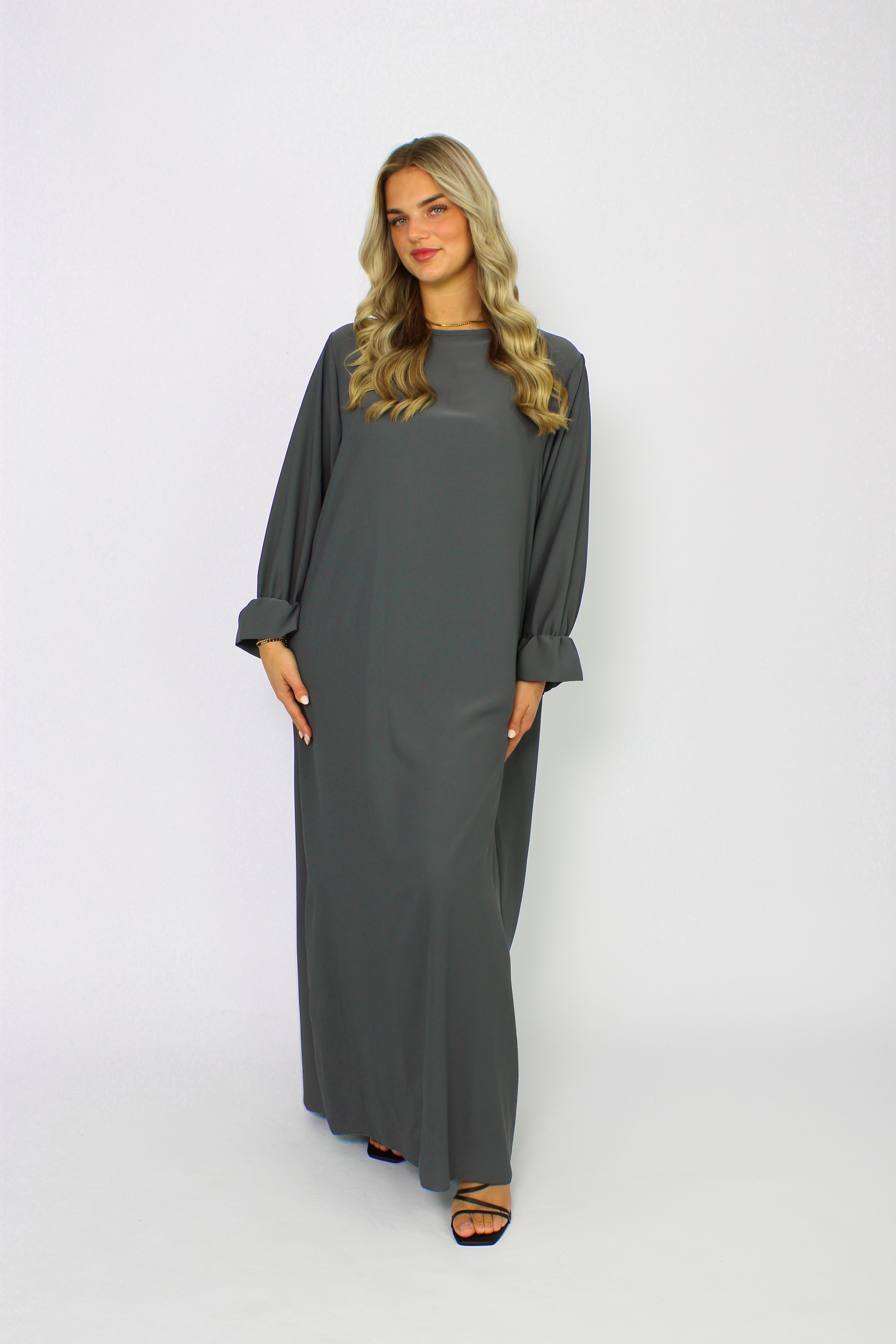 BEYZA SILKY DRESS - GREY