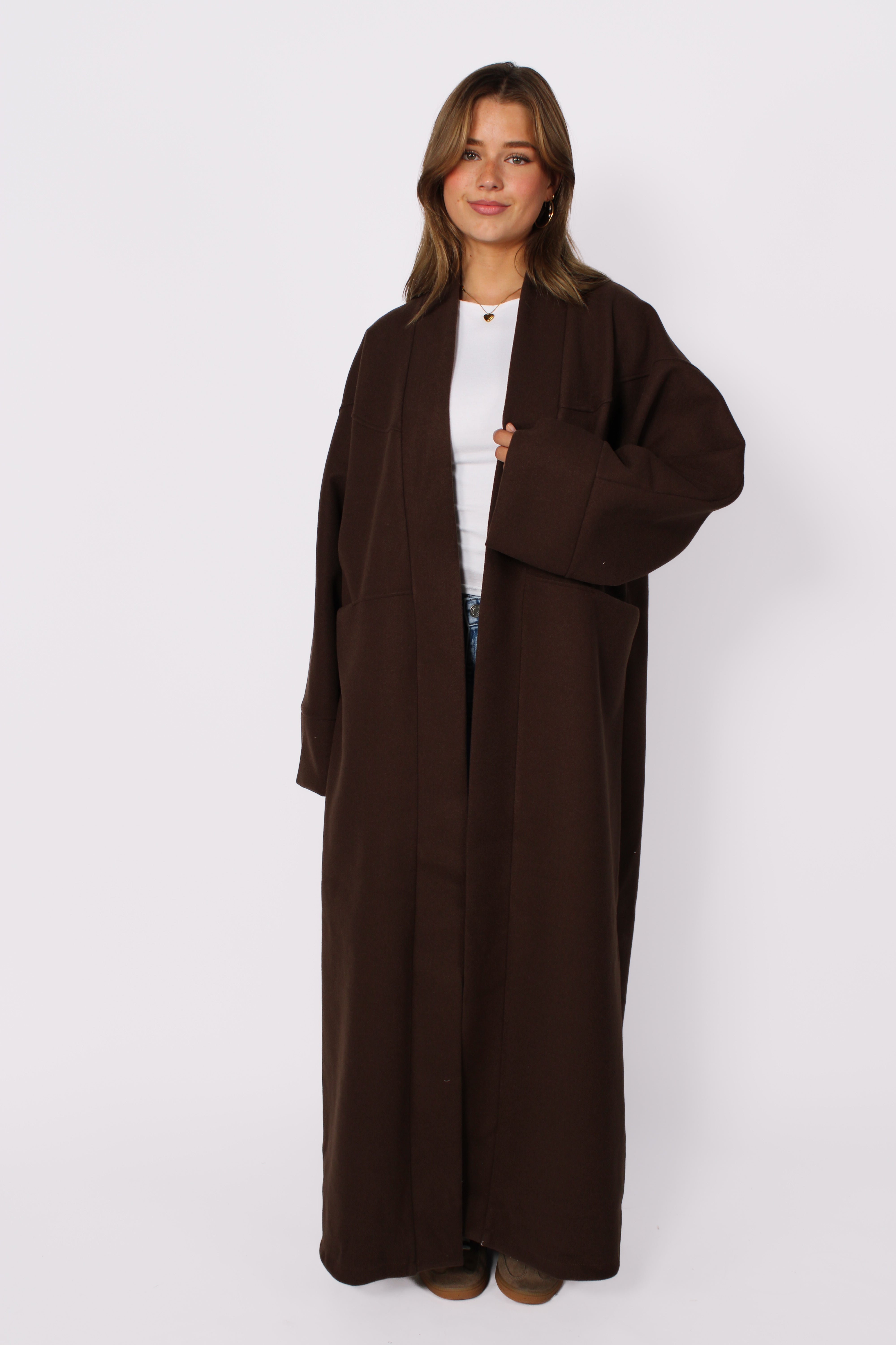 ''TALL'' NYLA KIMONO - BROWN