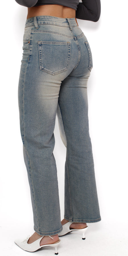 WIDE LEG MID WAIST JEANS 1070 - VINTAGE WASHH