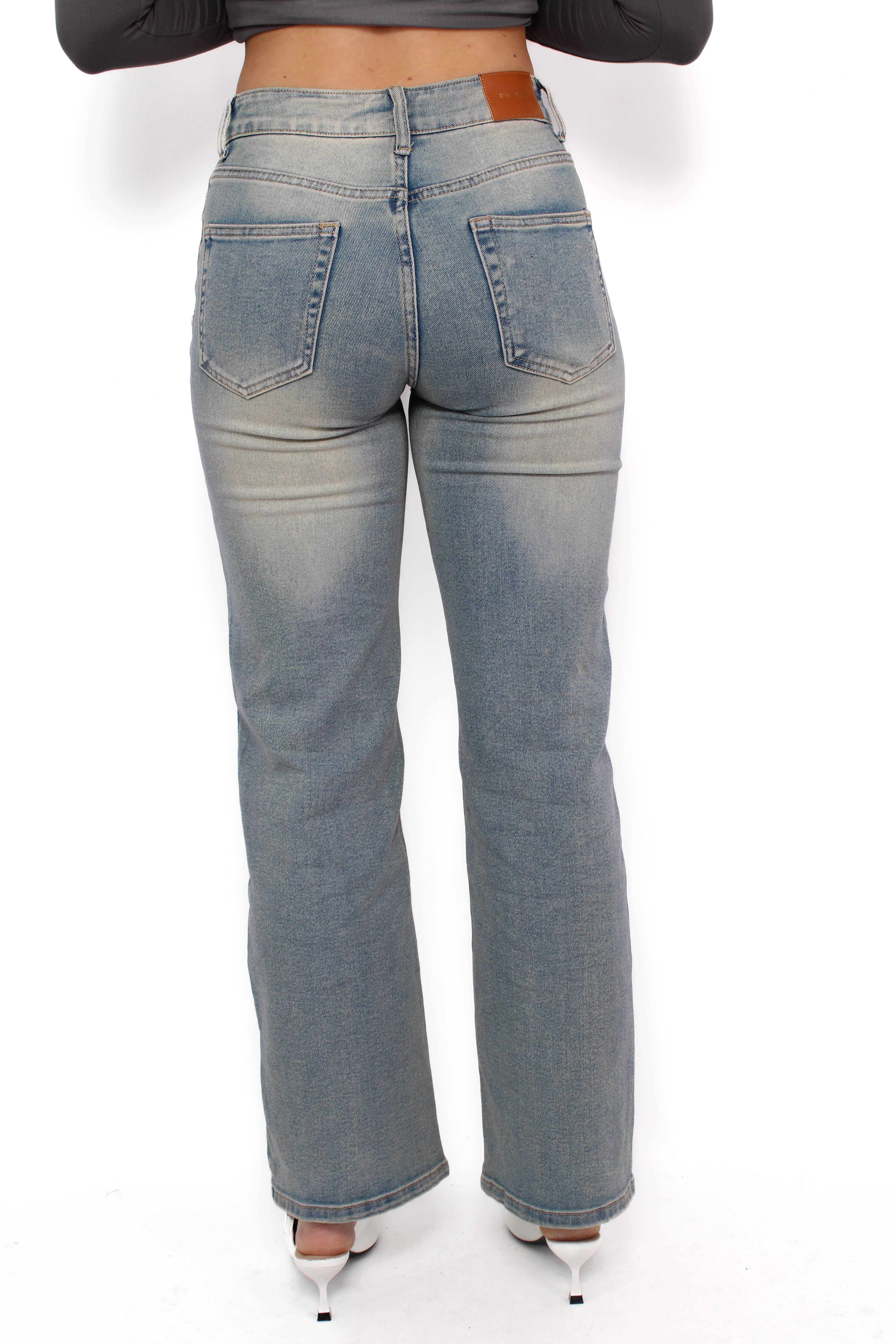WIDE LEG MID WAIST JEANS 1070 - VINTAGE WASHH