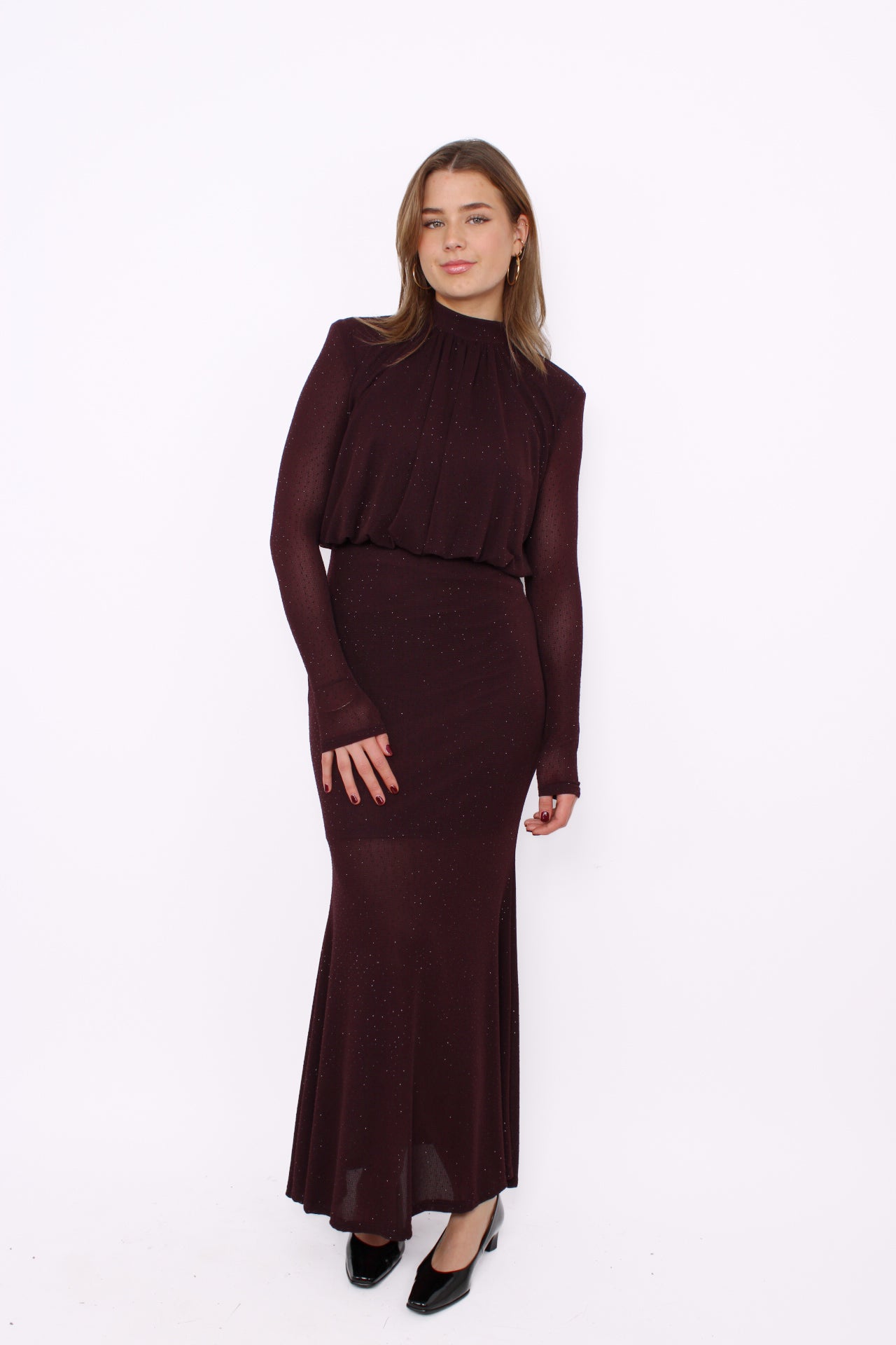 SHINE ALL NIGHT DRESS - BORDEAUXBROWN