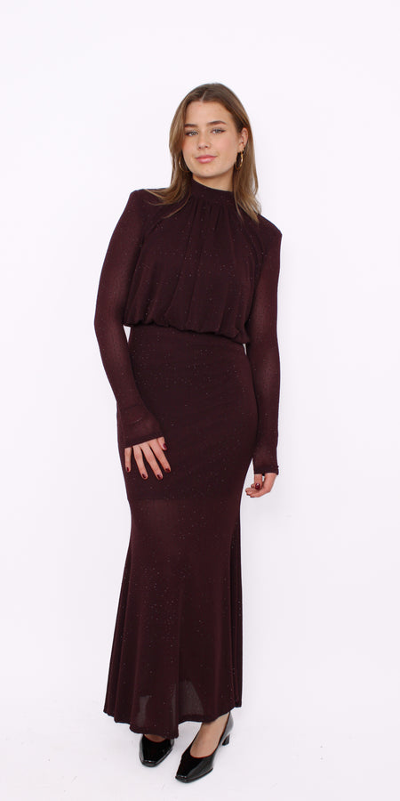 SHINE ALL NIGHT DRESS - BORDEAUXBROWN
