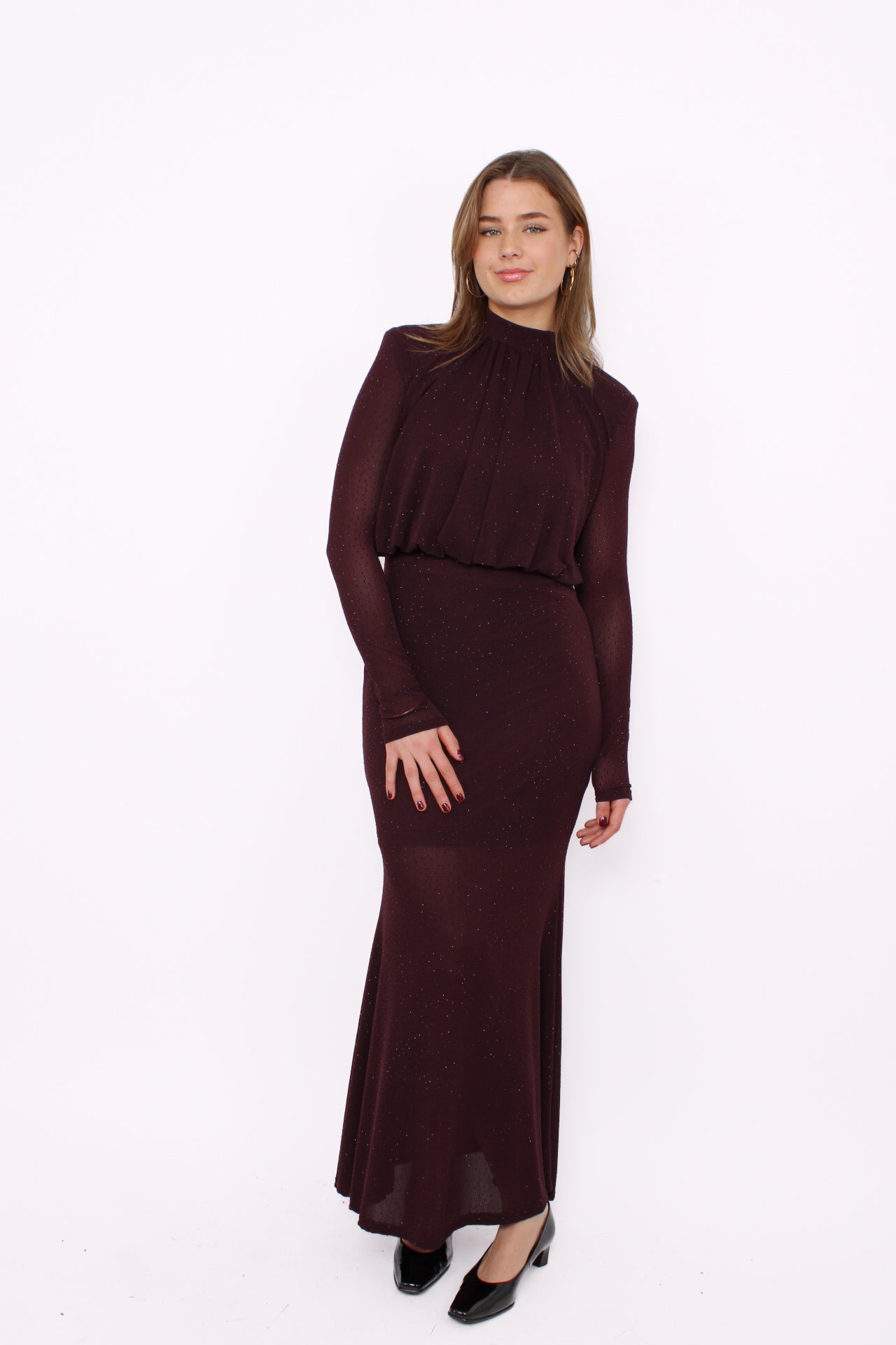 SHINE ALL NIGHT DRESS - BORDEAUXBROWN