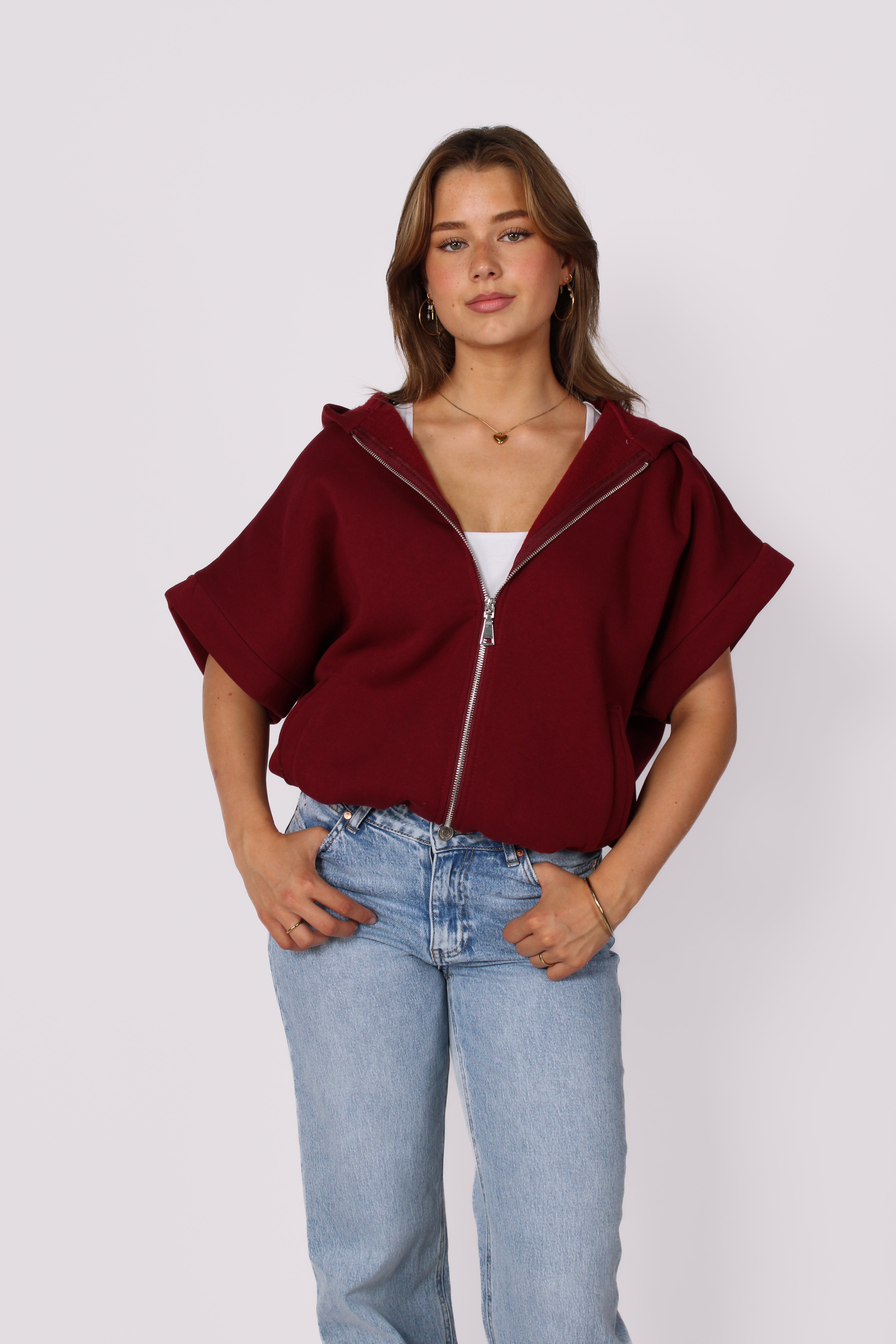 SLEEVELESS HOODIE - BORDEAUX