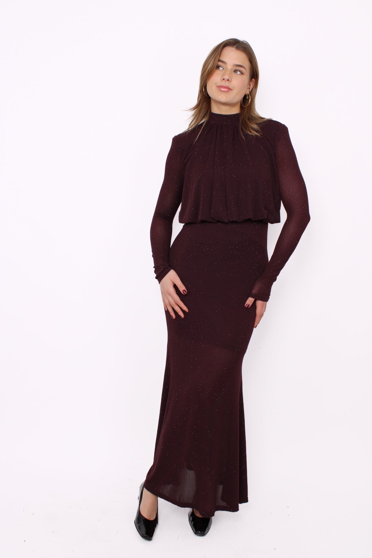 SHINE ALL NIGHT DRESS - BORDEAUXBROWN