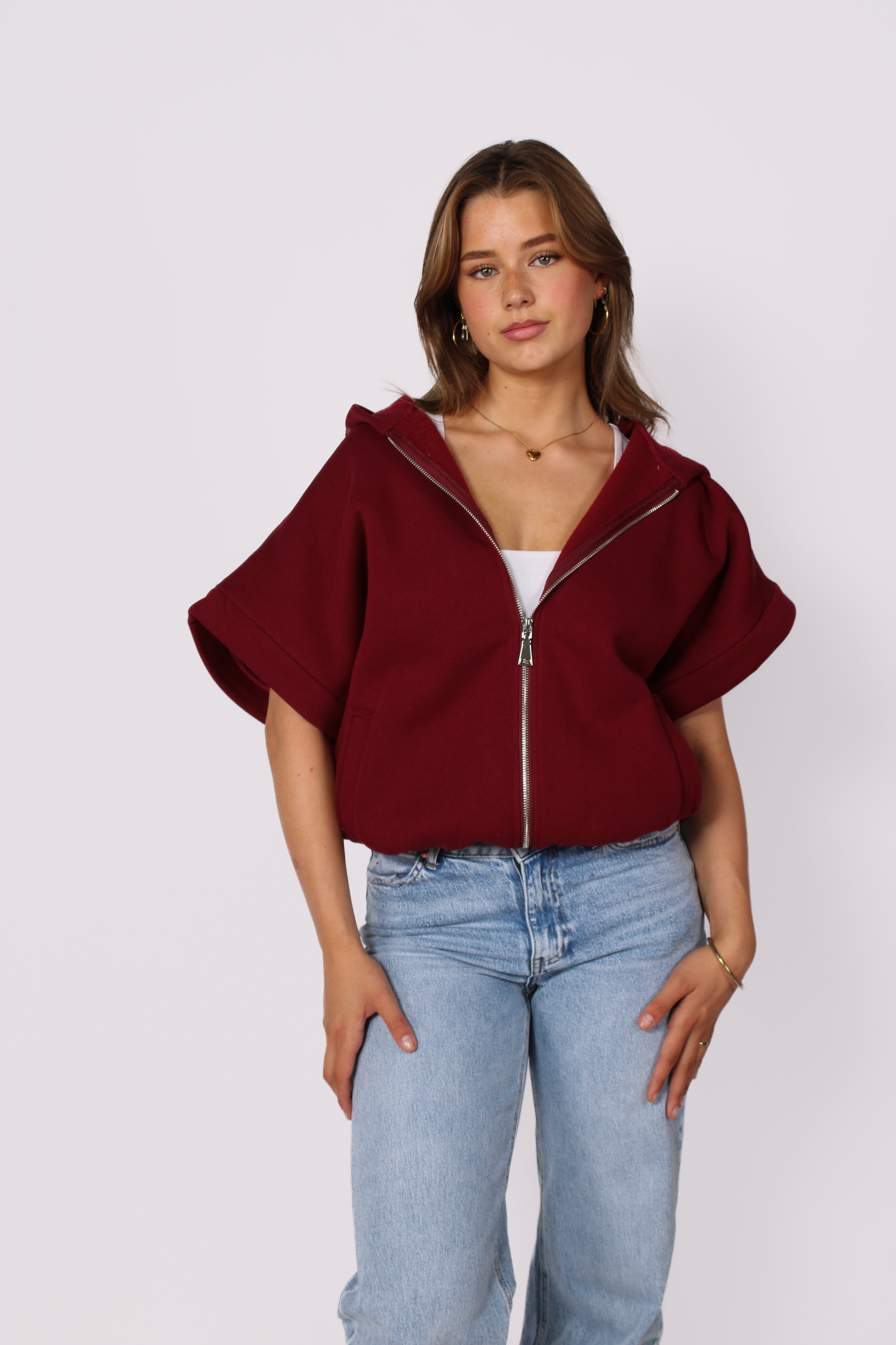 SLEEVELESS HOODIE - BORDEAUX