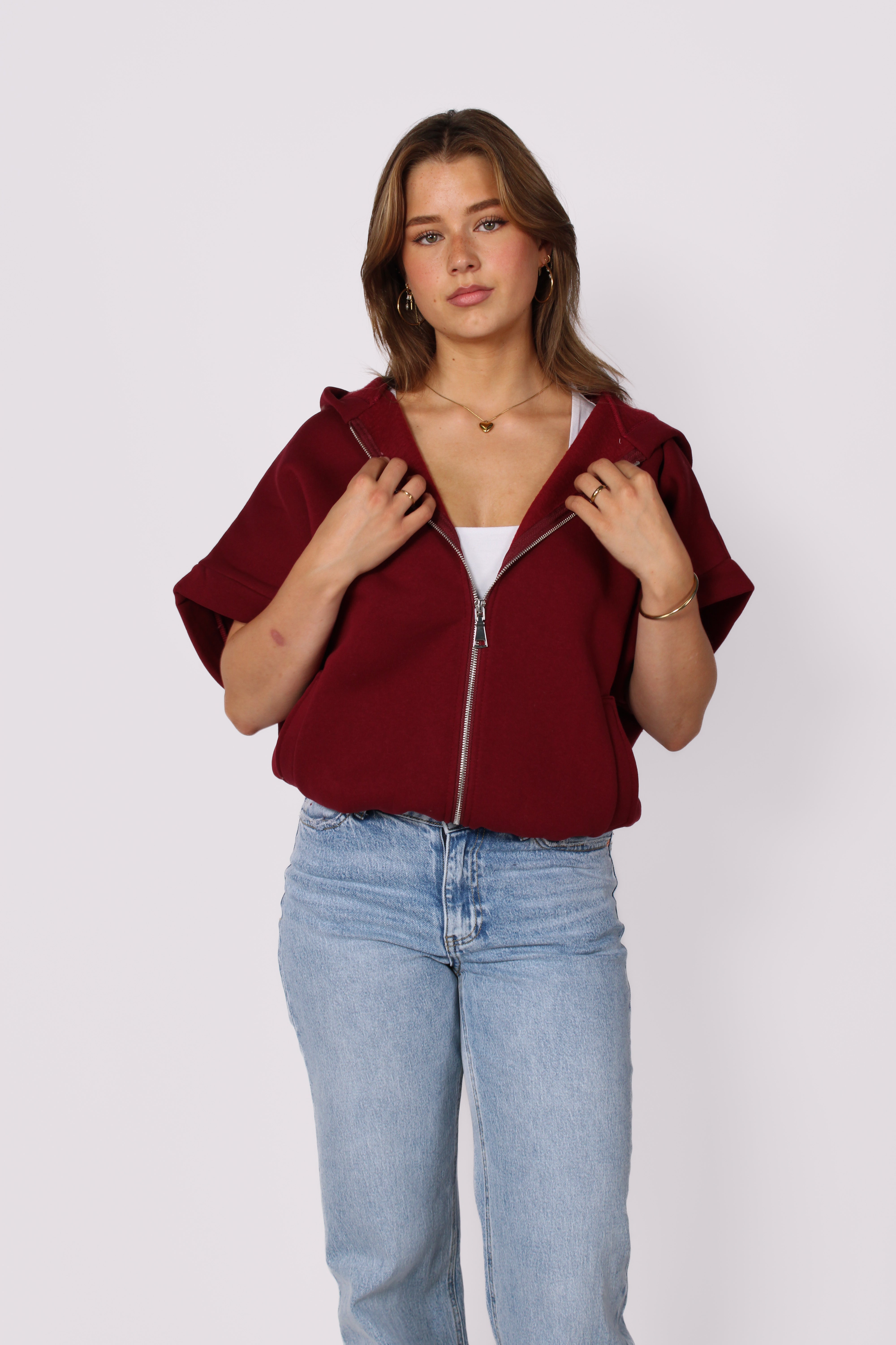 SLEEVELESS HOODIE - BORDEAUX