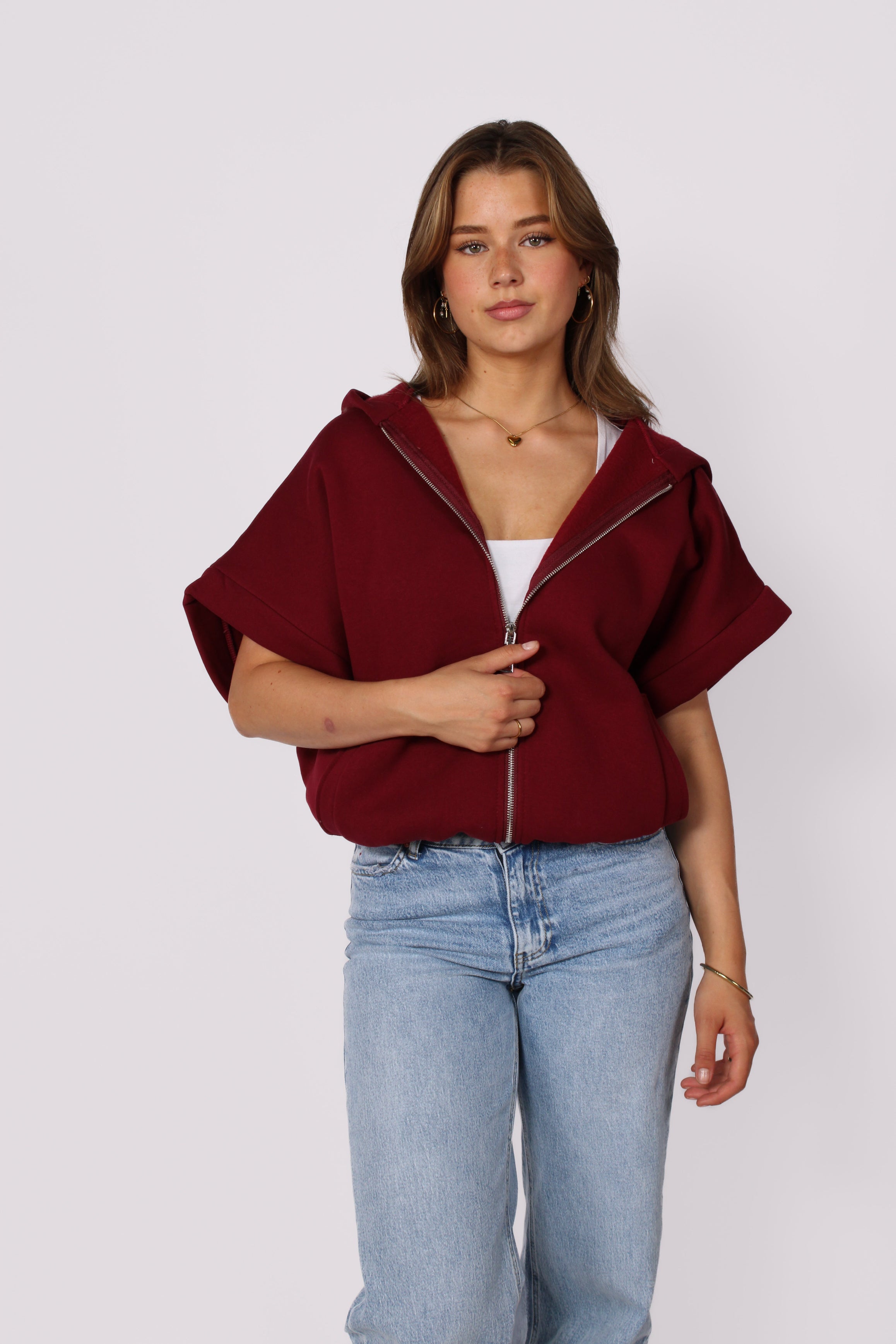 SLEEVELESS HOODIE - BORDEAUX