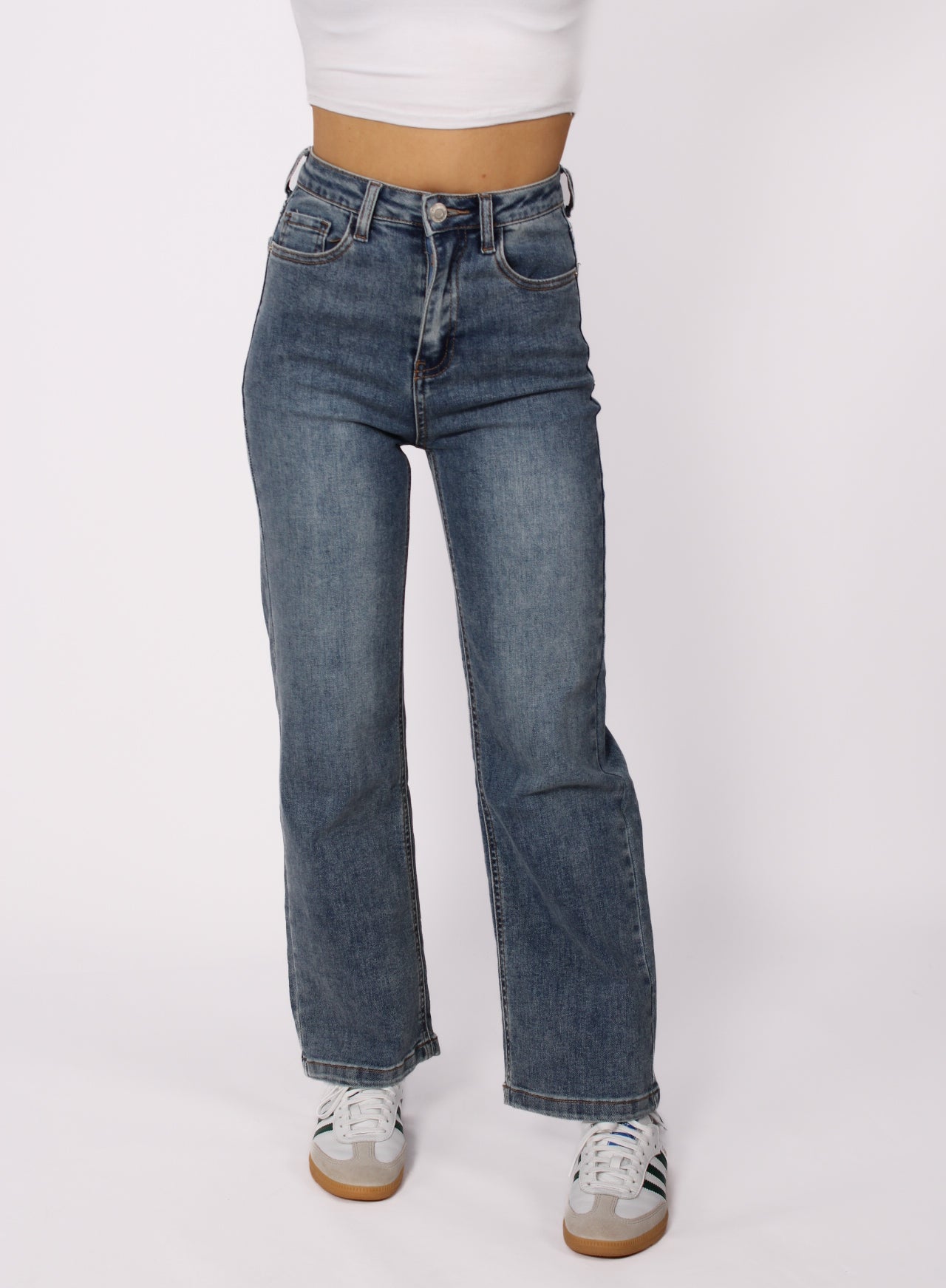 ''PETITE'' STRAIGHT LEG JEANS 2521 - MID DENIM