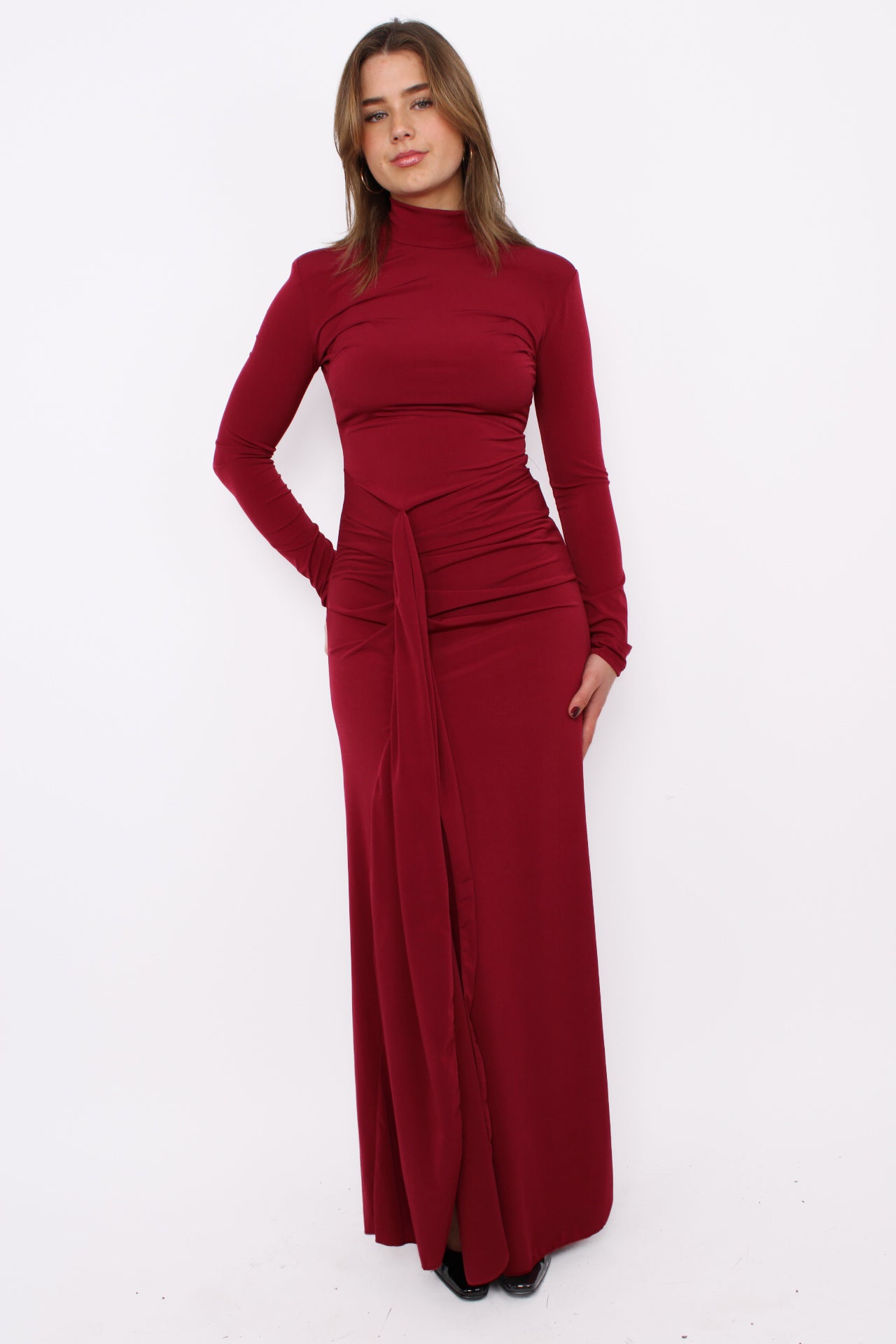 FESTIVE CHIQUE DRESS - BORDEAUX